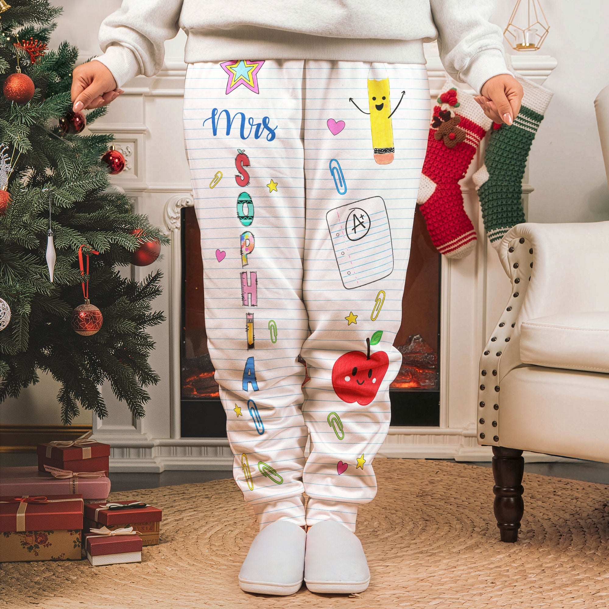 Custom Spirit Pants For Teachers - Personalized Lounge Pants