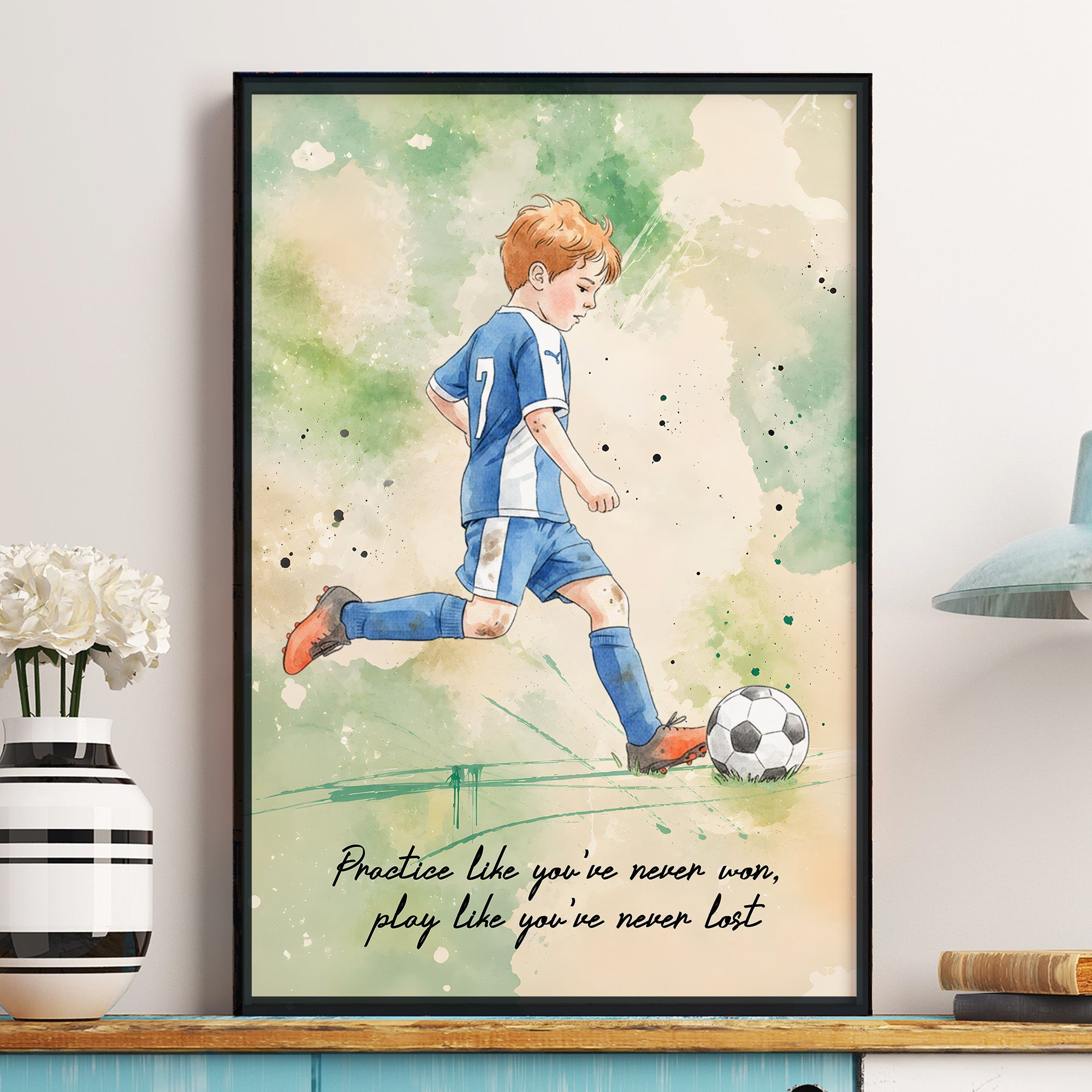 Custom Sports Portrait Photo, Watercolor Style - Personalized Poster