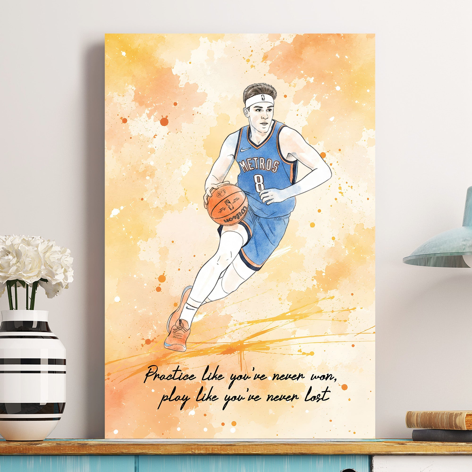 Custom Sports Portrait Photo, Watercolor Style - Personalized Poster