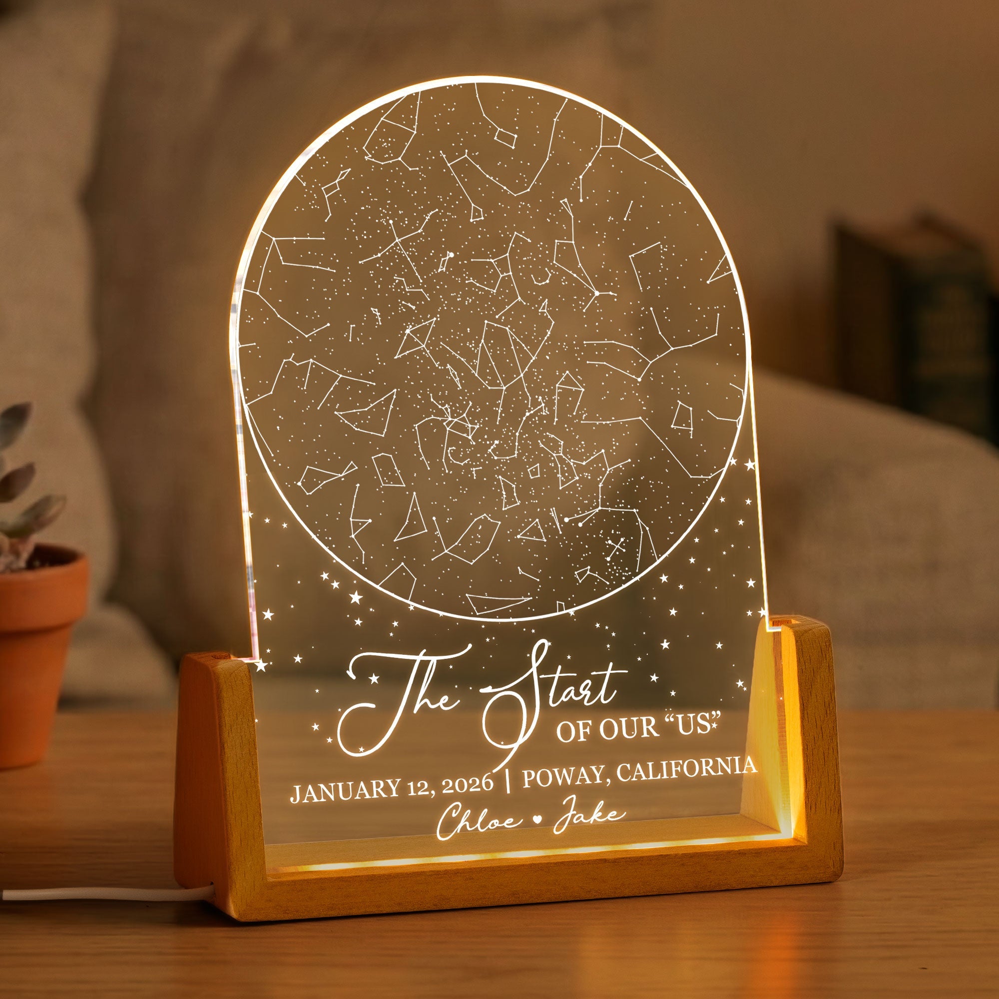 Custom Star Map, For Her, Him - Romantic Couples Anniversary Gifts - Personalized Night Light