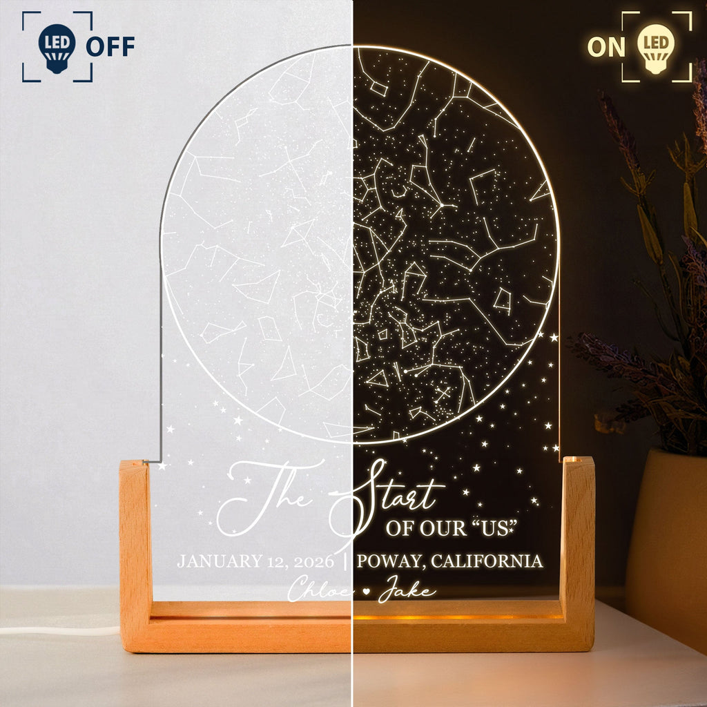 Custom Star Map, For Her, Him - Romantic Couples Anniversary Gifts - Personalized Night Light