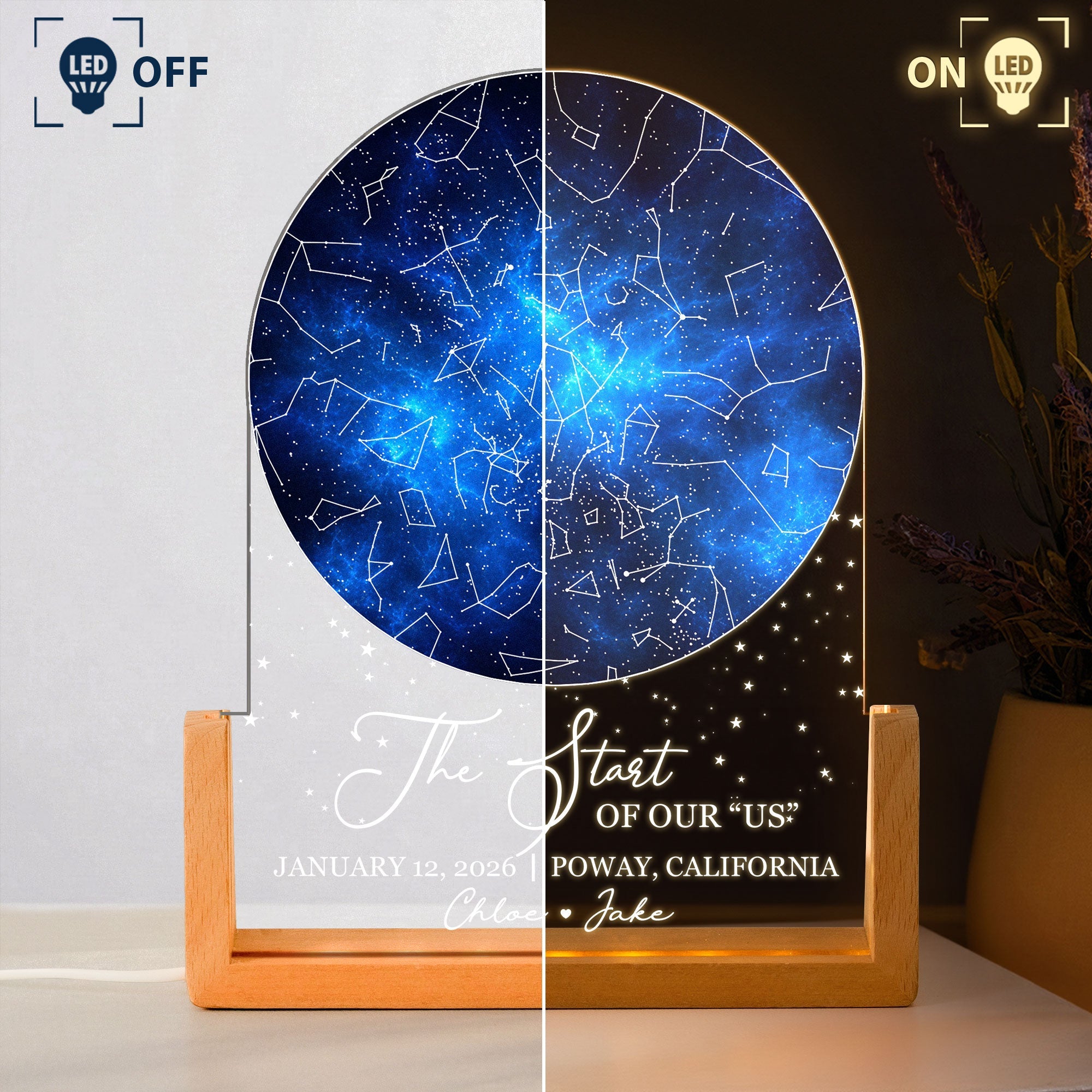 Custom Star Map, For Her, Him - The Start Of Our “Us” Romantic Couples Gifts - Personalized Night Light