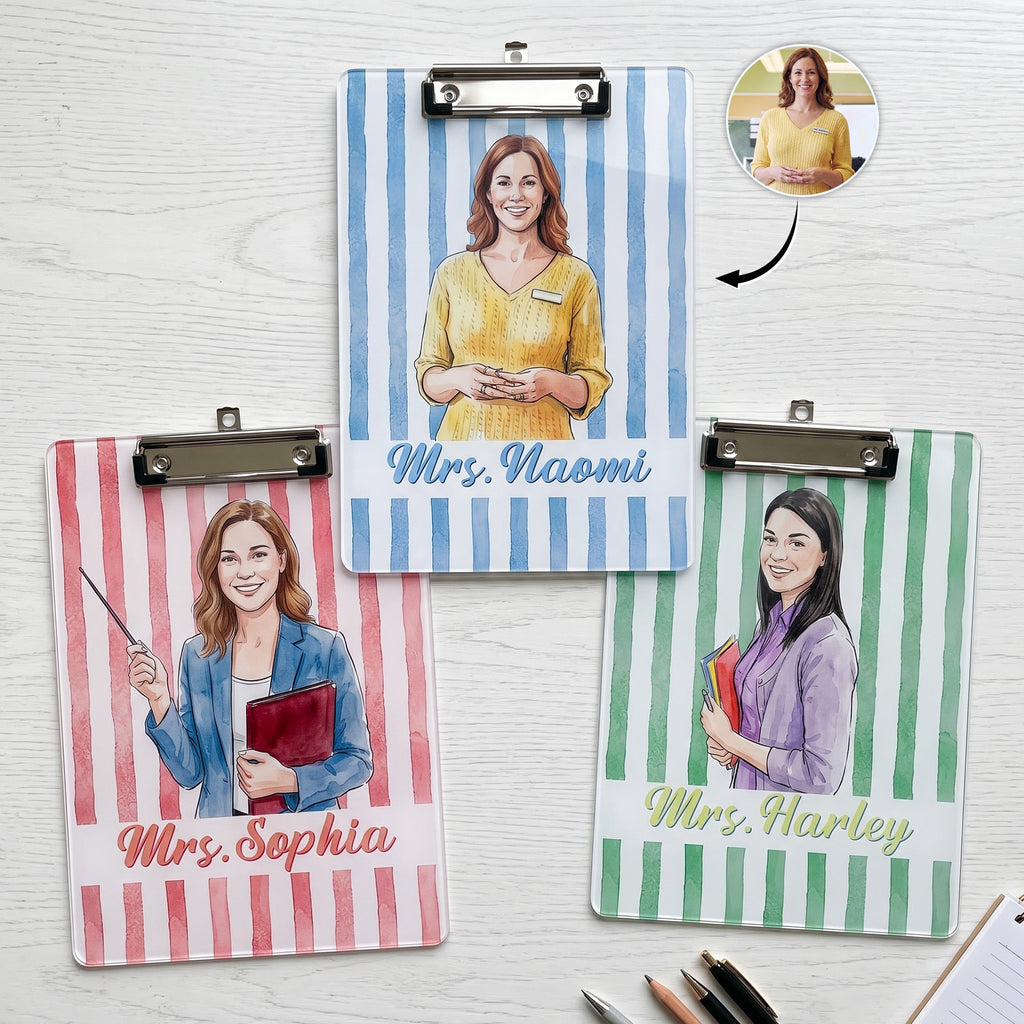 Custom Teacher Photo & Name Colorful Back To School Gifts For Teacher - Personalized Clipboard