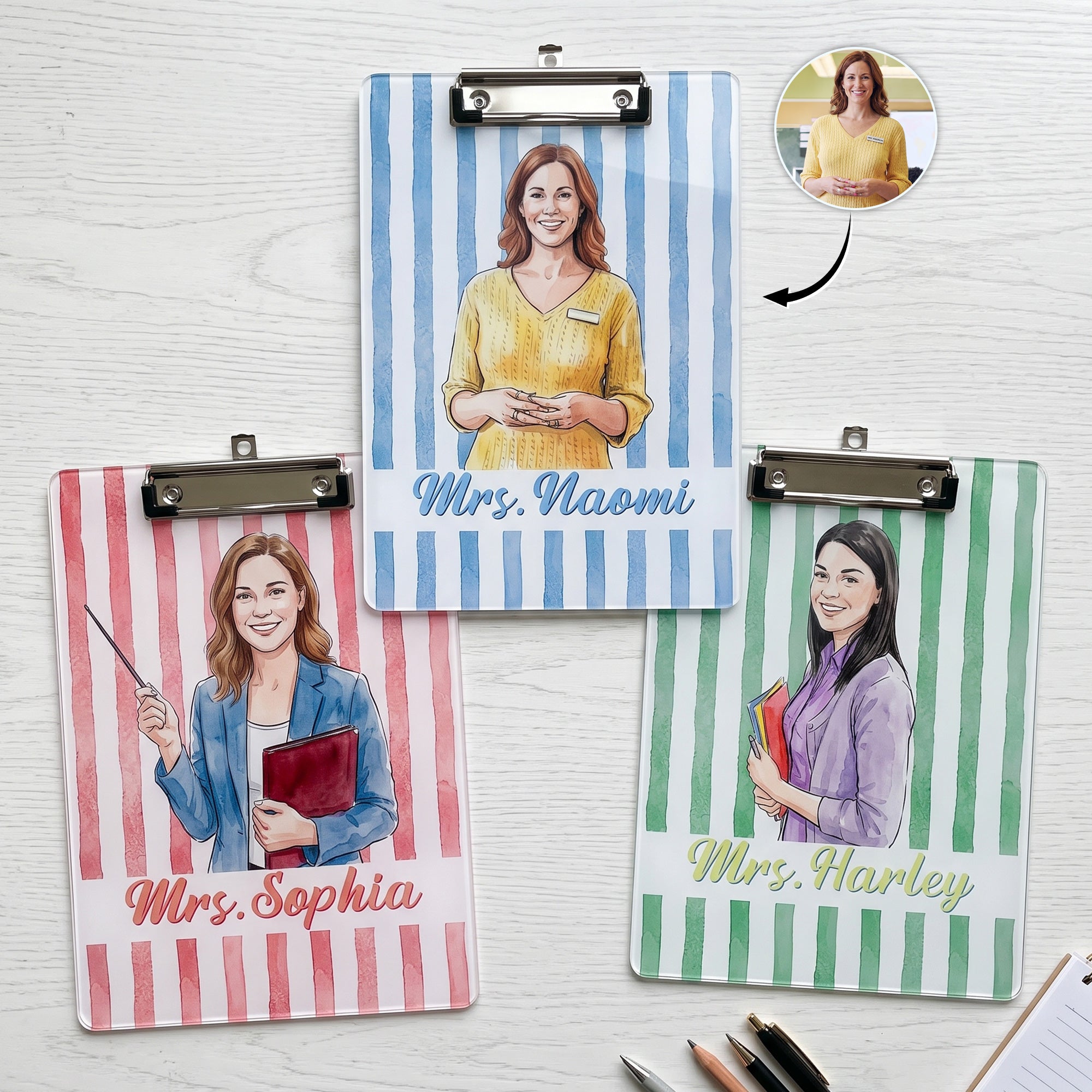 Custom Teacher Photo & Name Colorful Back To School Gifts For Teacher - Personalized Clipboard