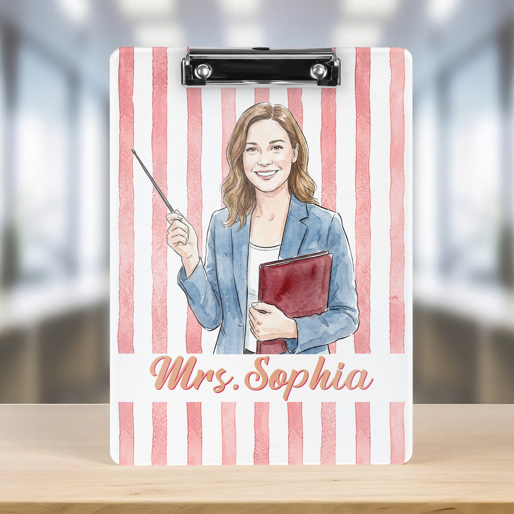 Custom Teacher Photo & Name Colorful Back To School Gifts For Teacher - Personalized Clipboard