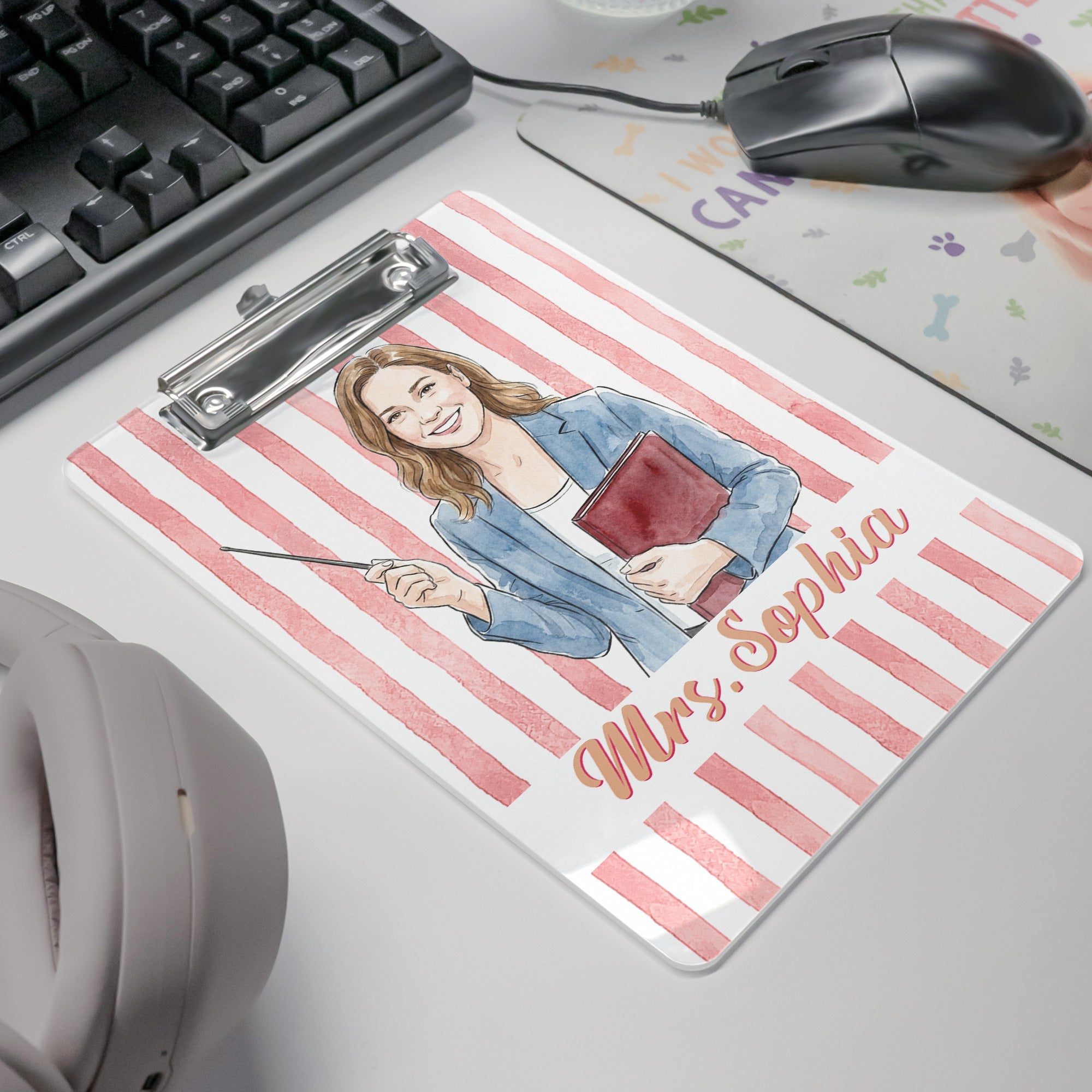 Custom Teacher Photo & Name Colorful Back To School Gifts For Teacher - Personalized Clipboard
