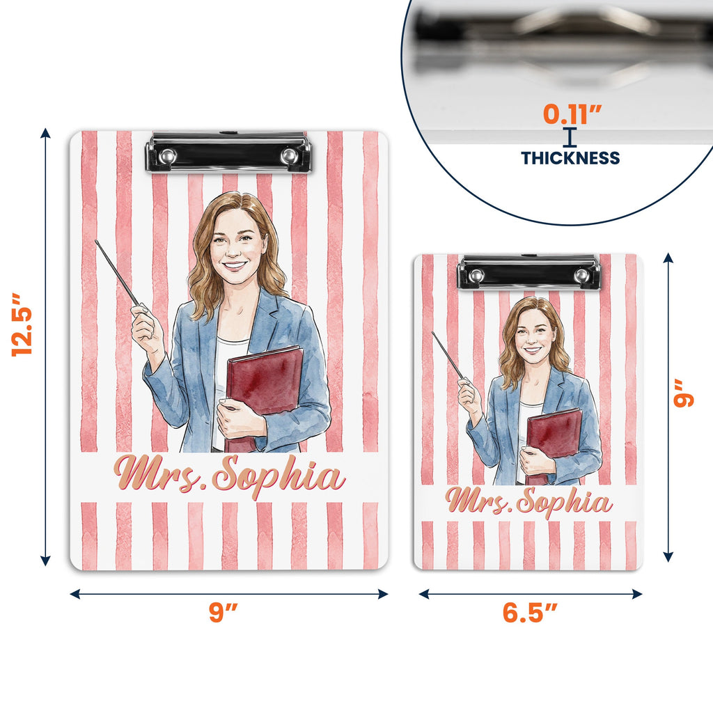 Custom Teacher Photo & Name Colorful Back To School Gifts For Teacher - Personalized Clipboard