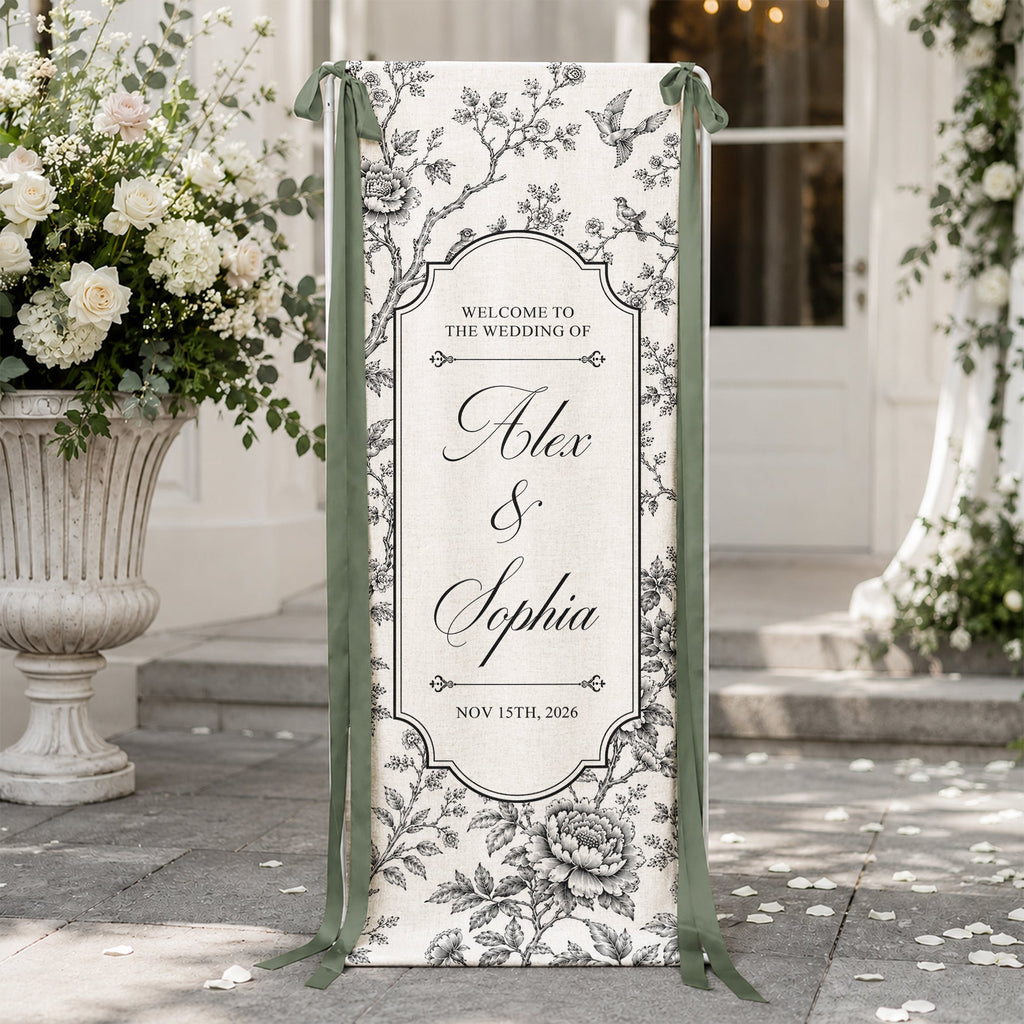 Custom Toile De Jouy Wedding Sign - Personalized Welcome Sign