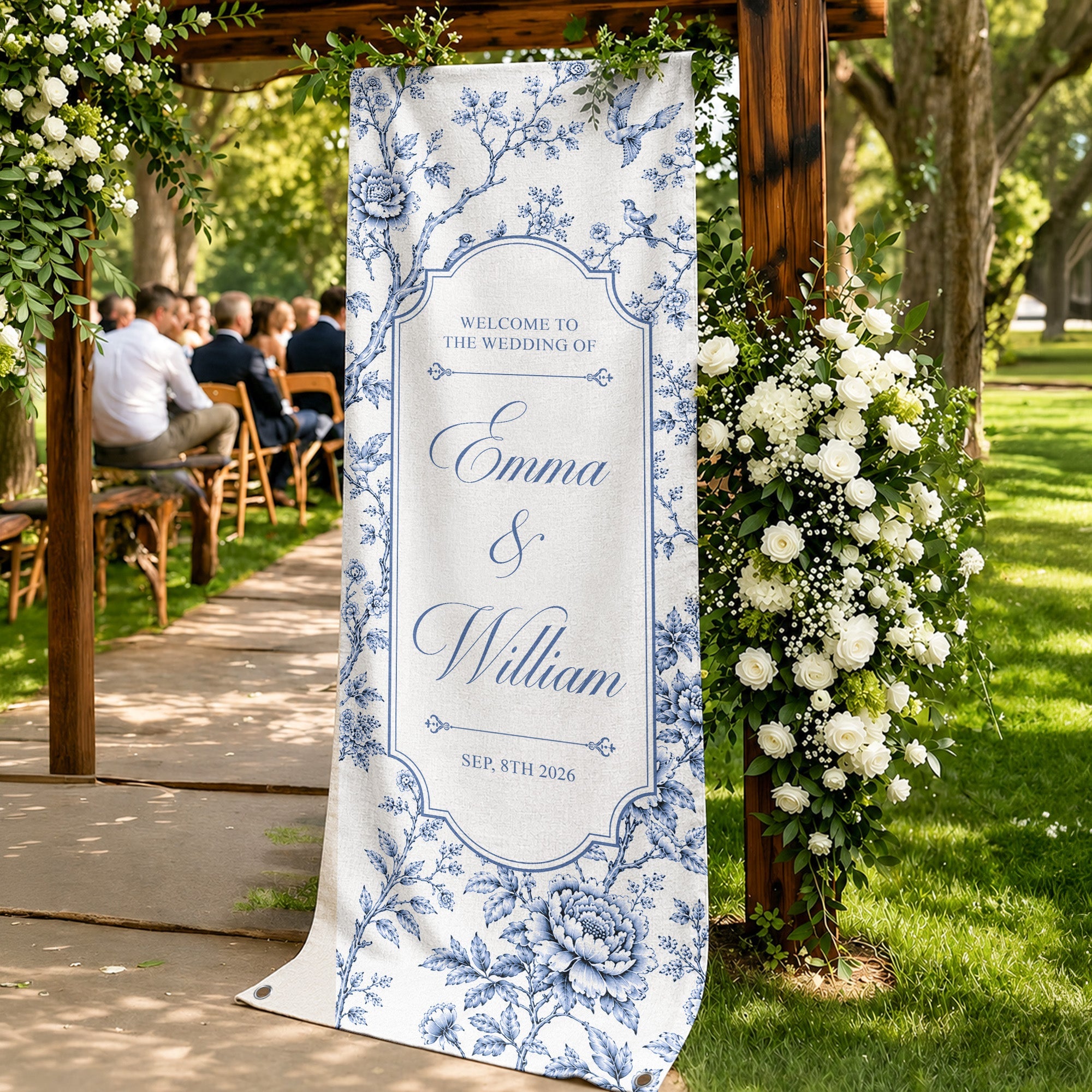 Custom Toile De Jouy Wedding Sign - Personalized Welcome Sign