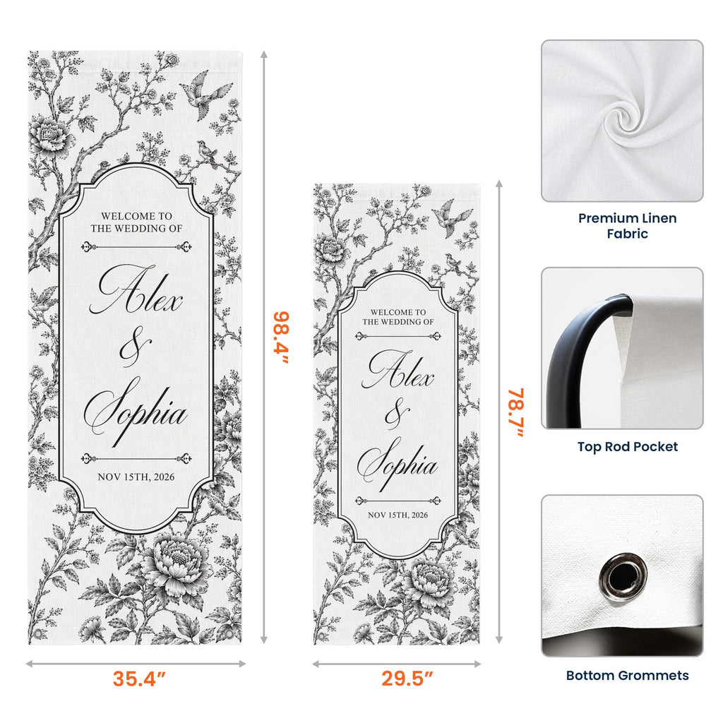 Custom Toile De Jouy Wedding Sign - Personalized Welcome Sign