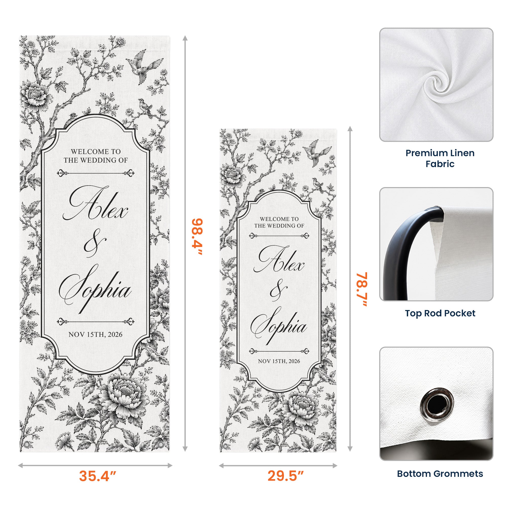 Custom Toile De Jouy Wedding Sign - Personalized Welcome Sign