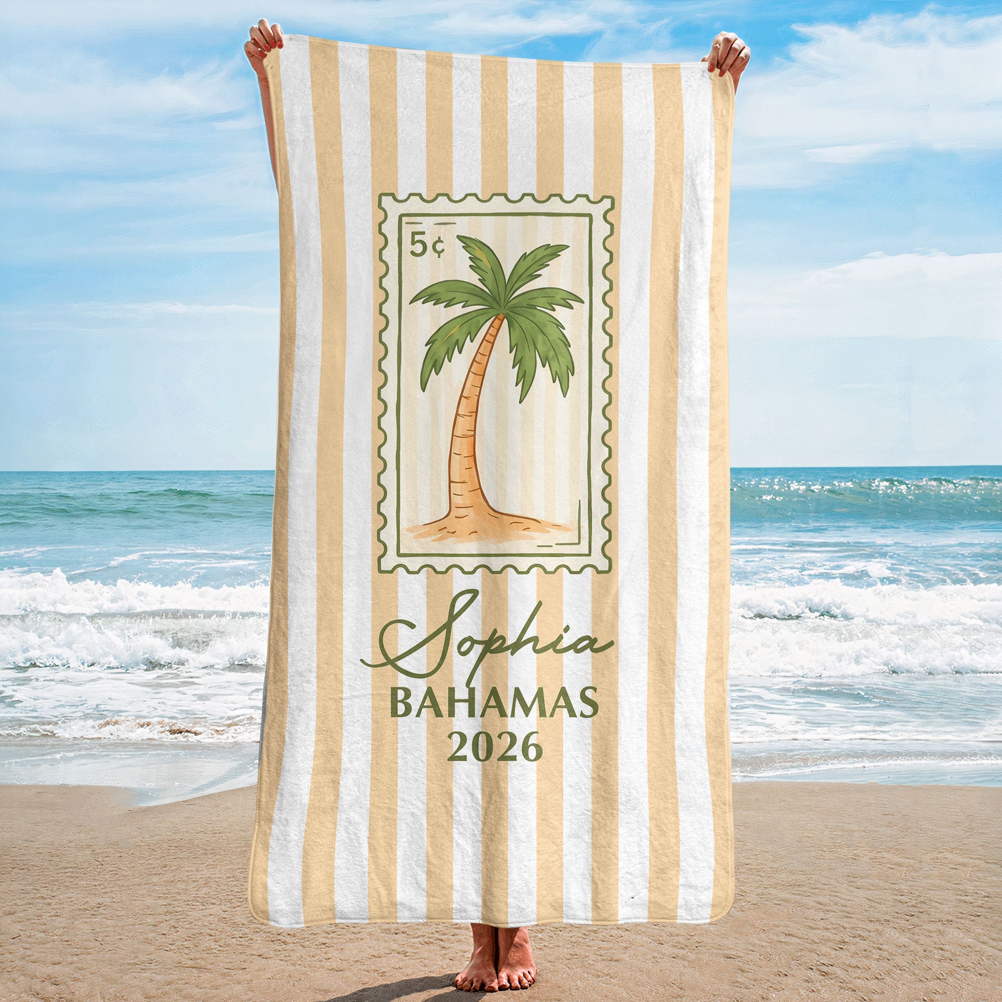 Custom Vacation, Matching Beach Vacation, Spring Break, Bachelorette Girls Trip - Personalized Beach Towel