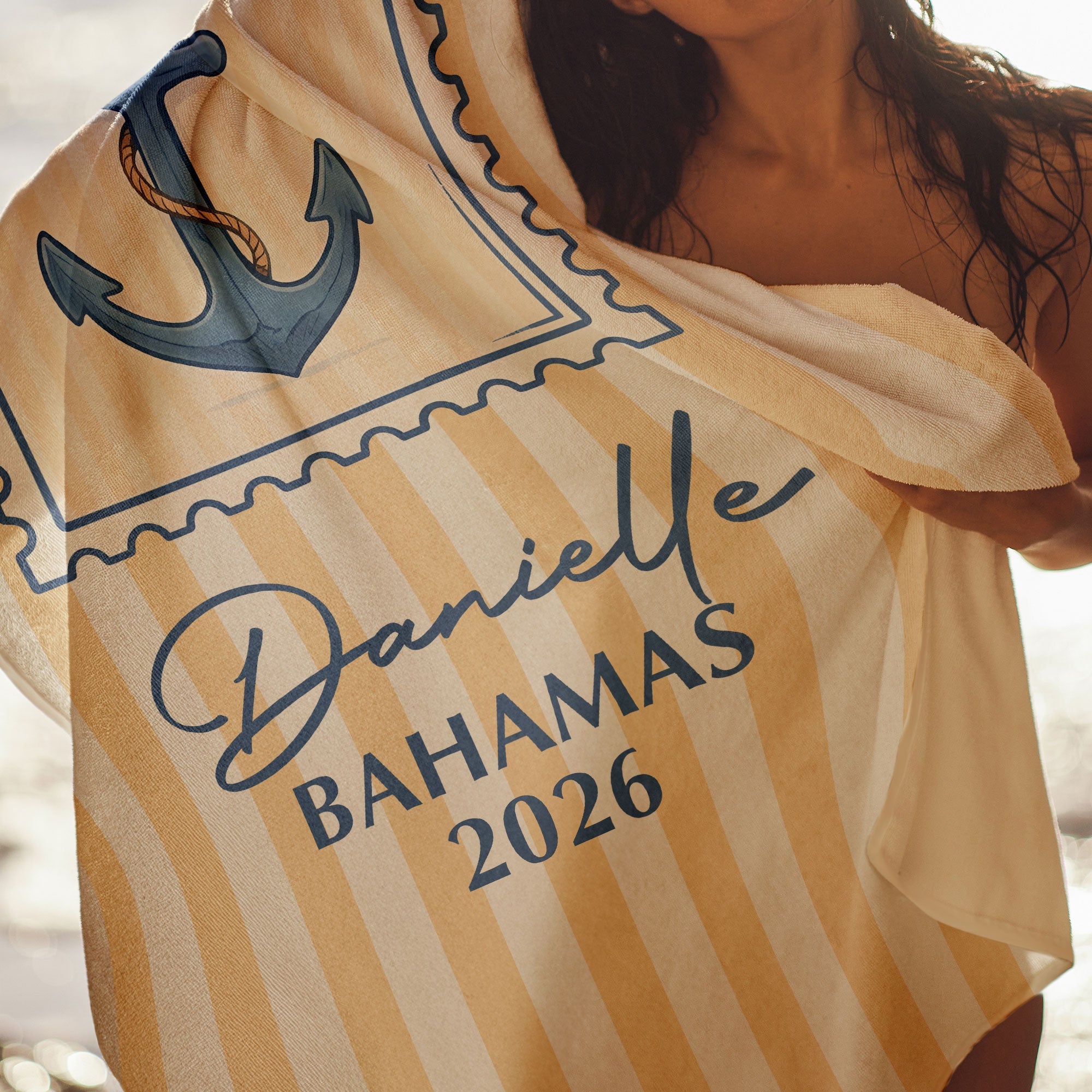 Custom Vacation, Matching Beach Vacation, Spring Break, Bachelorette Girls Trip - Personalized Beach Towel
