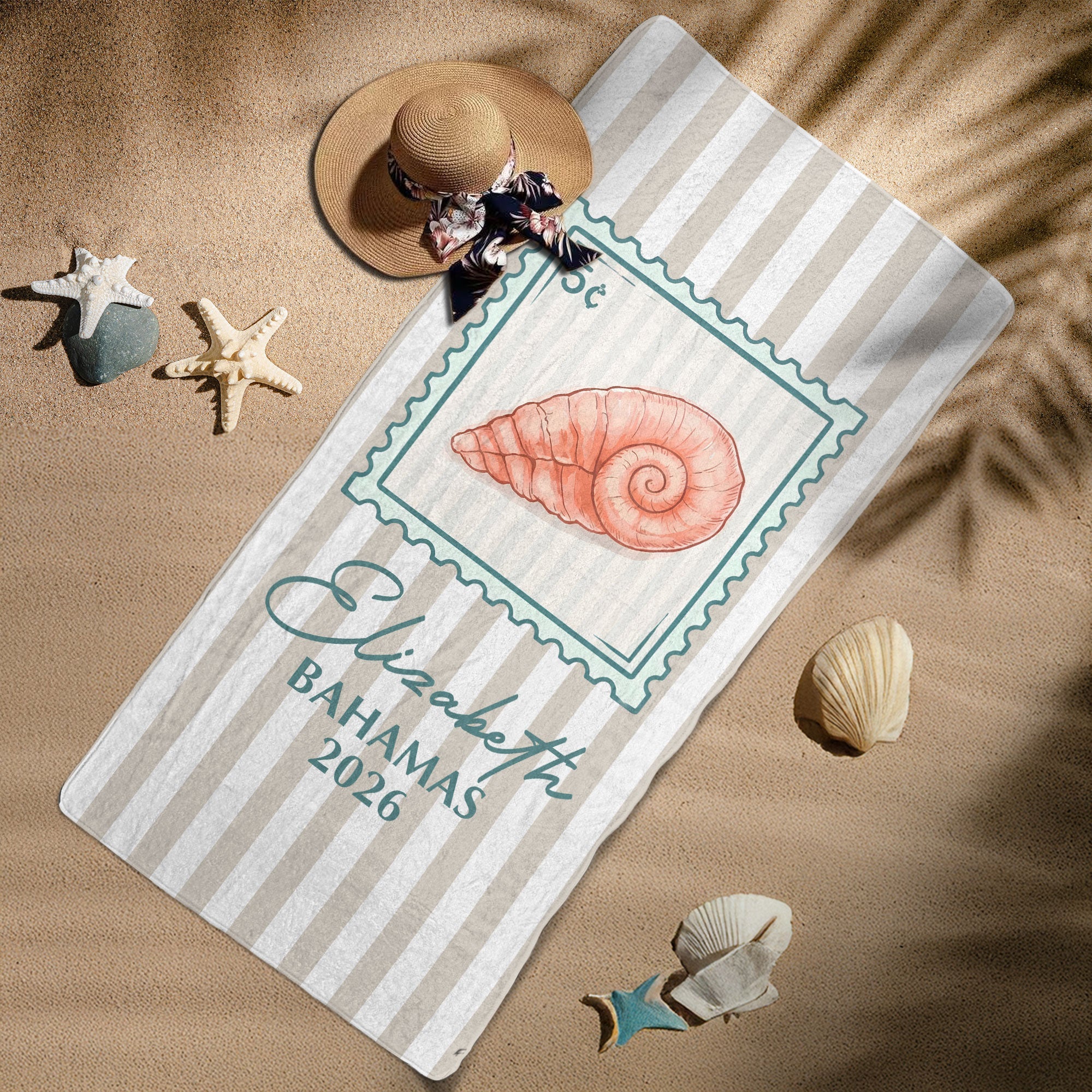 Custom Vacation, Matching Beach Vacation, Spring Break, Bachelorette Girls Trip - Personalized Beach Towel