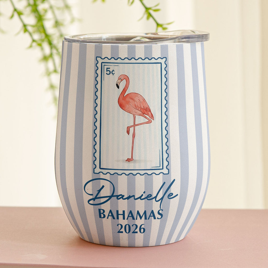 Custom Vacation, Matching Beach Vacation, Spring Break, Bachelorette Girls Trip - Personalized Wine Tumbler