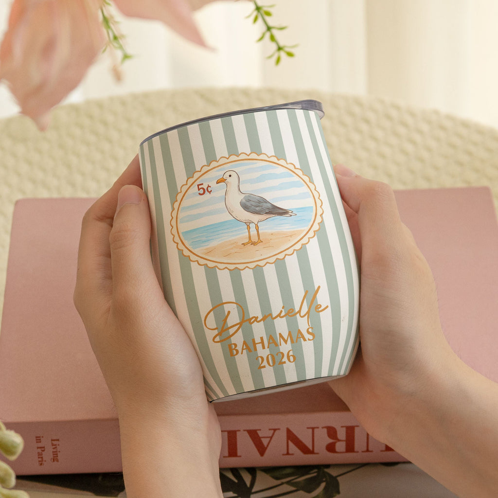 Custom Vacation, Matching Beach Vacation, Spring Break, Bachelorette Girls Trip - Personalized Wine Tumbler