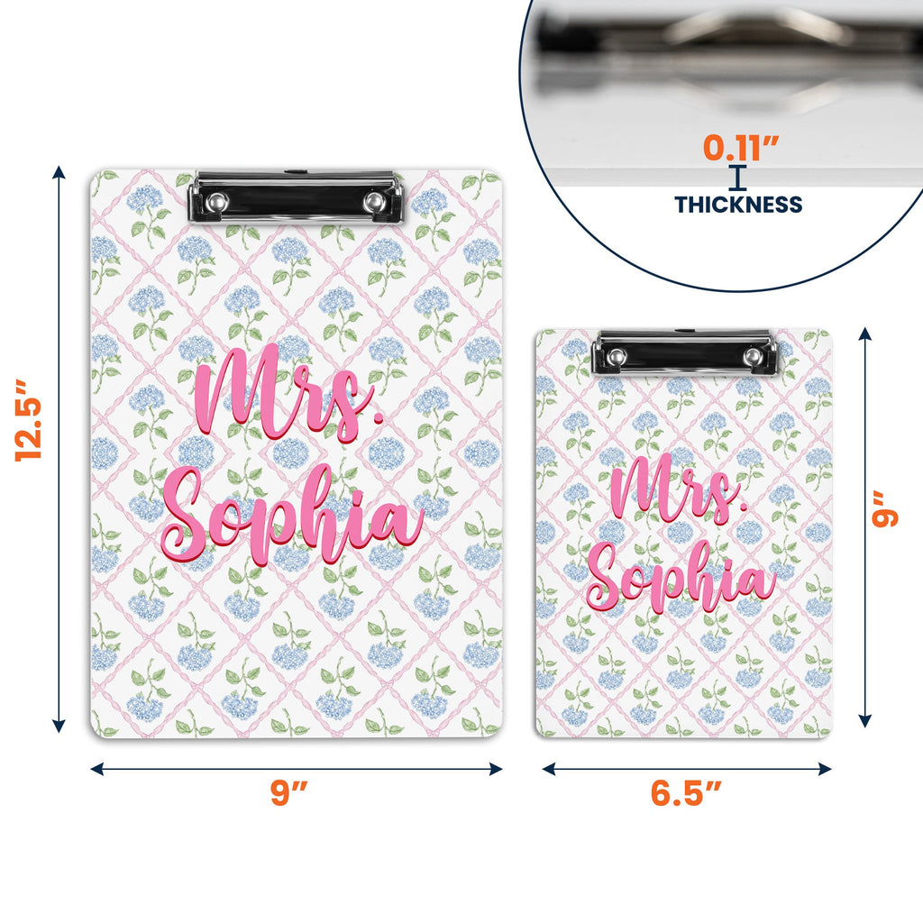 Custom Vintage Floral Teacher - Personalized Clipboard