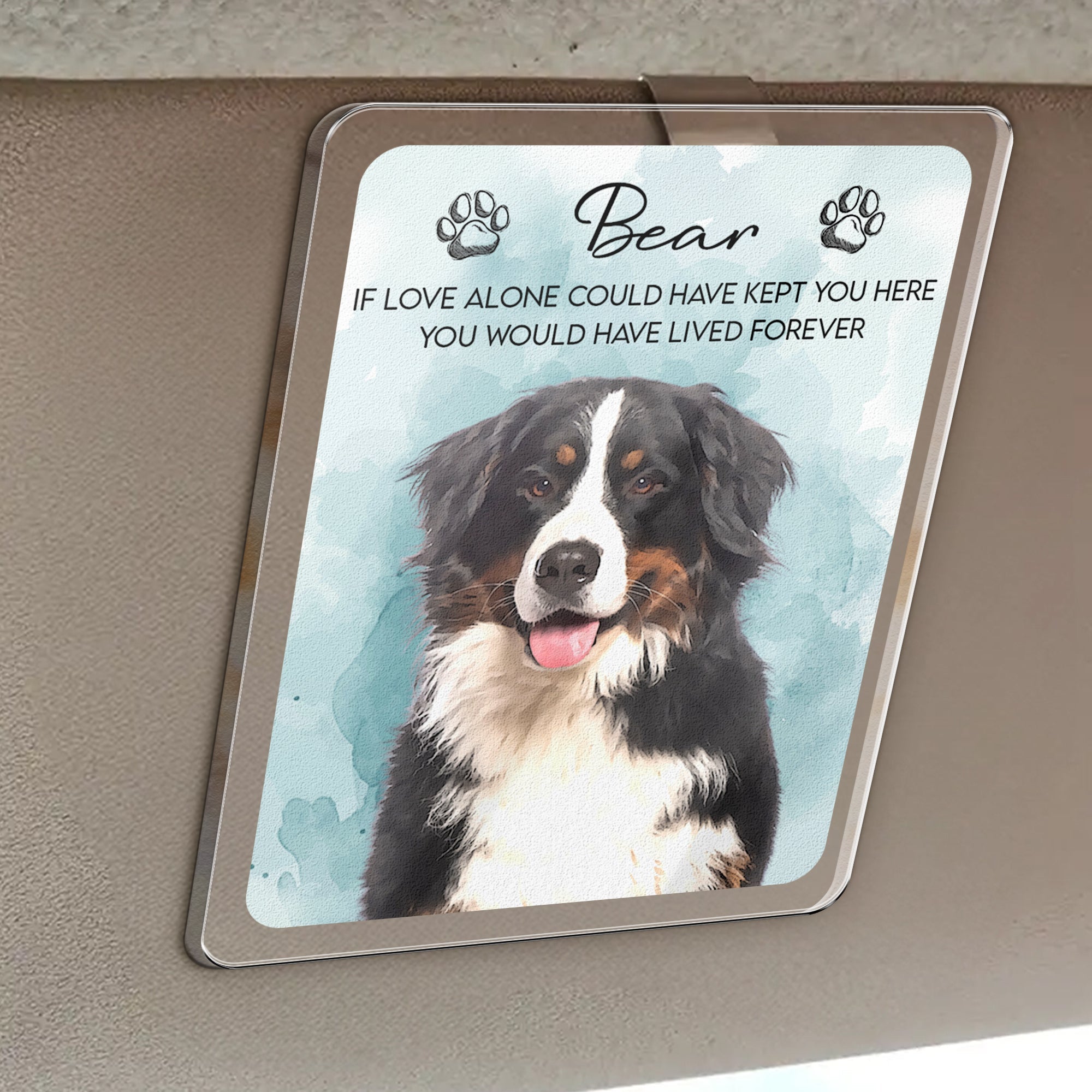 Custom Watercolor Pet Portrait Memorial Gift - Personalized Car Visor Clip