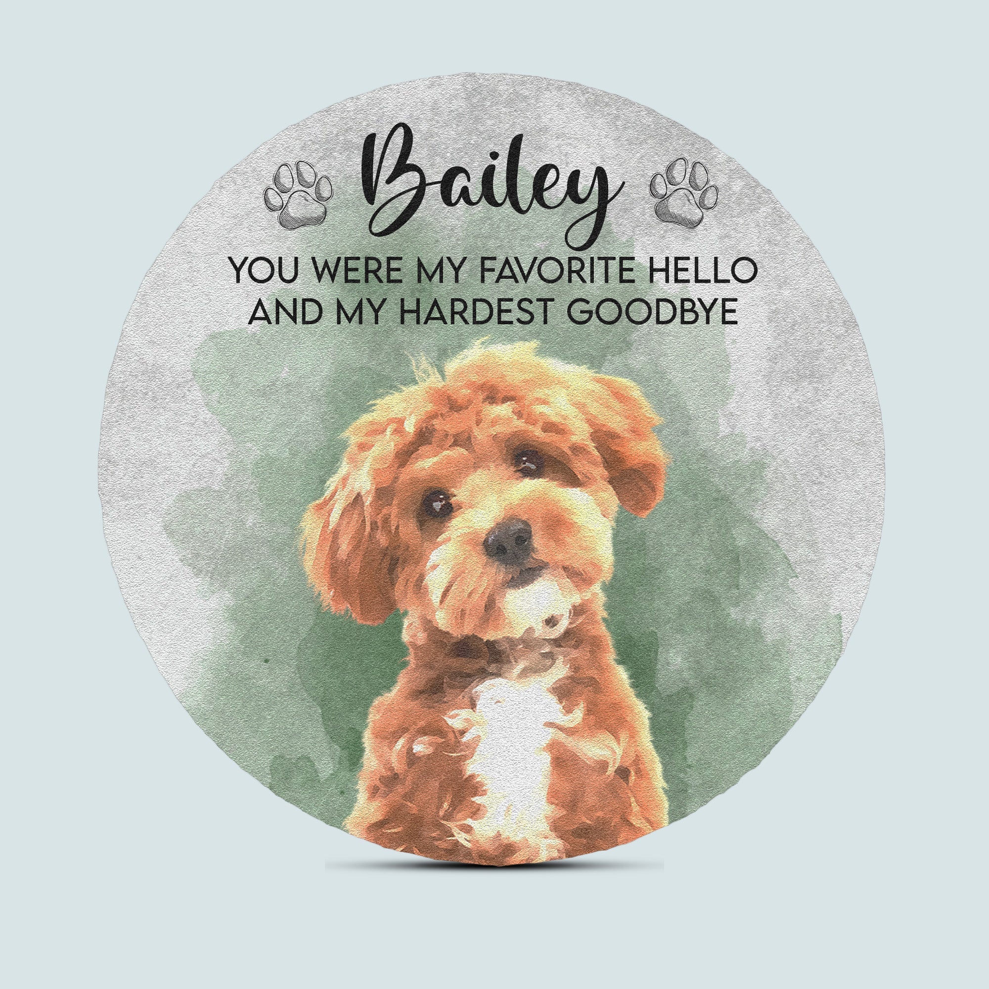 Custom Watercolor Pet Portrait Memorial Gift - Personalized Garden Stone