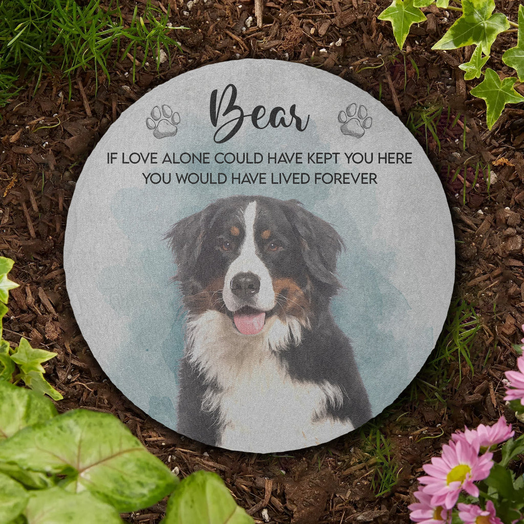 Custom Watercolor Pet Portrait Memorial Gift - Personalized Garden Stone