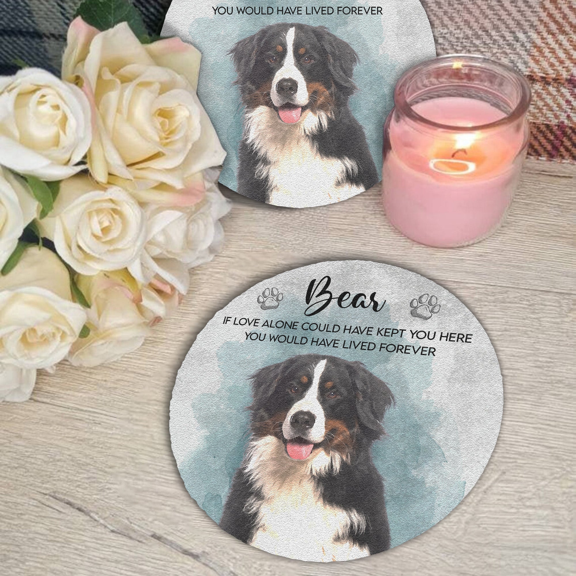 Custom Watercolor Pet Portrait Memorial Gift - Personalized Garden Stone
