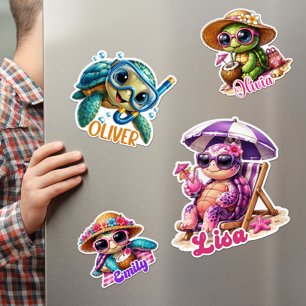 Cute Turtle - Cruise Door Signs Stateroom Decor Cruising Family Vacation - Personalized Magnet
