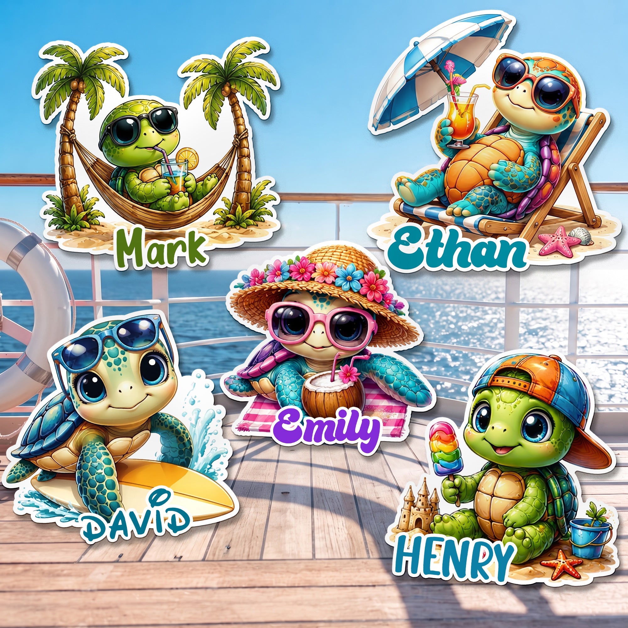 Cute Turtle - Cruise Door Signs Stateroom Decor Cruising Family Vacation - Personalized Magnet
