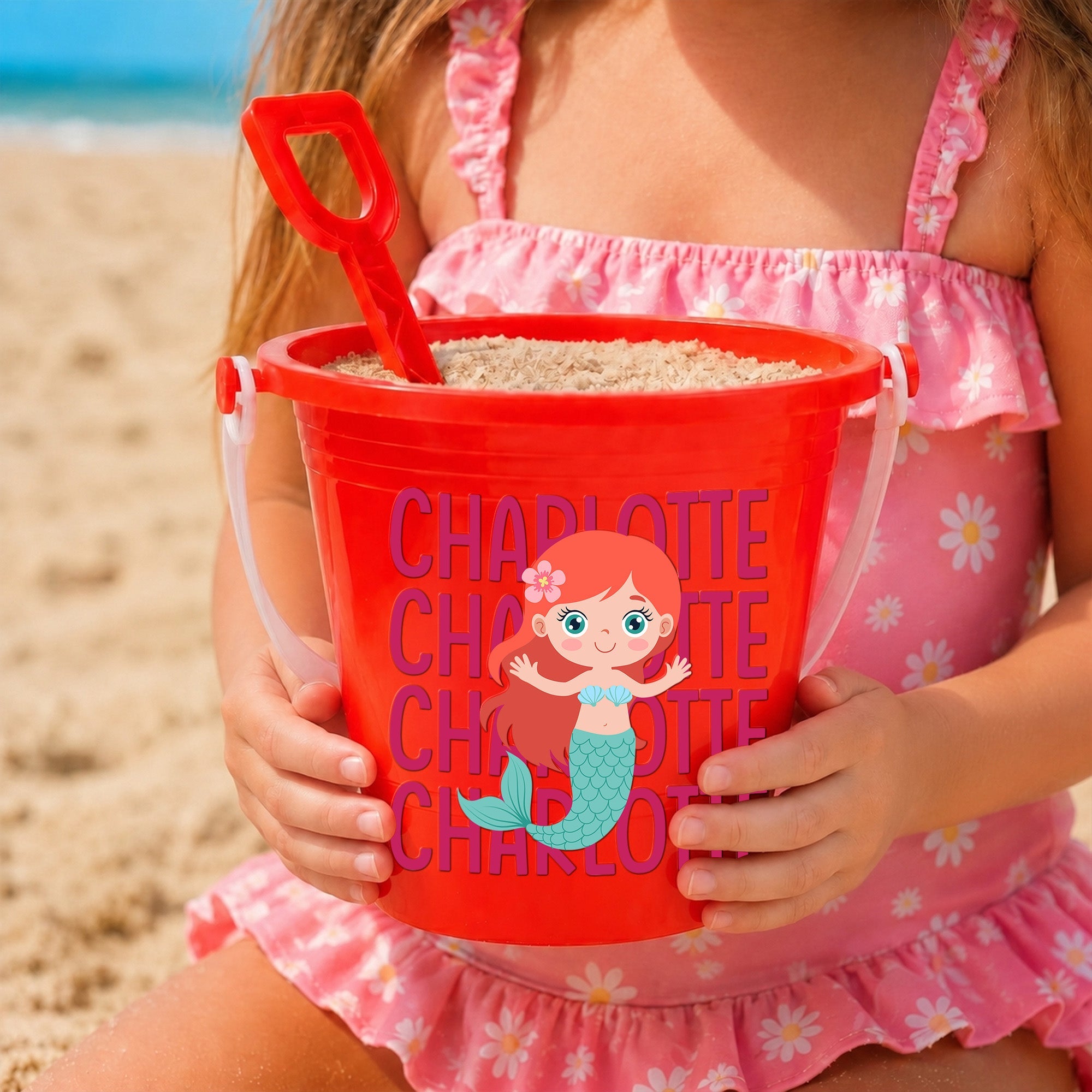 Cute And Beachy Custom Name - Personalized Beach Bucket