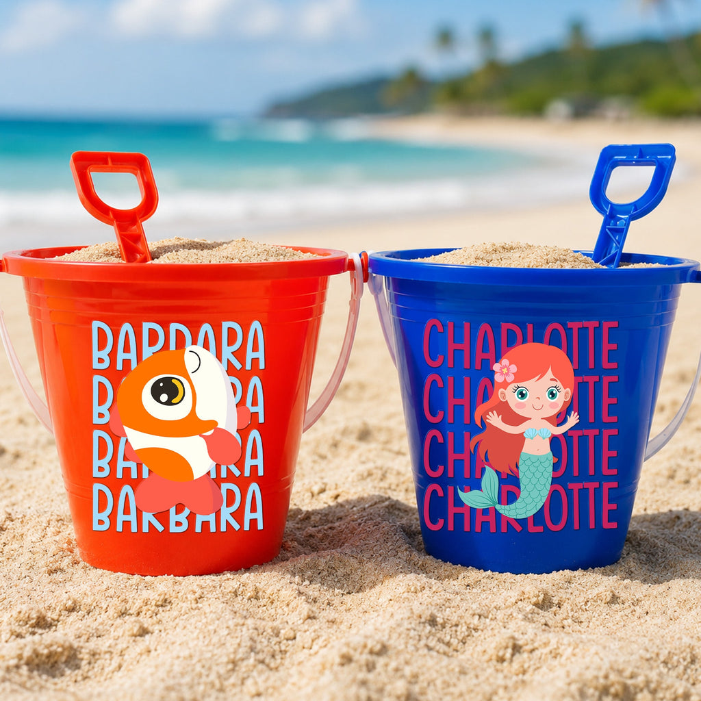Cute And Beachy Custom Name - Personalized Beach Bucket
