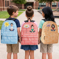 Cute Cartoon Birth Flower With Name Pattern - Personalized Backpack