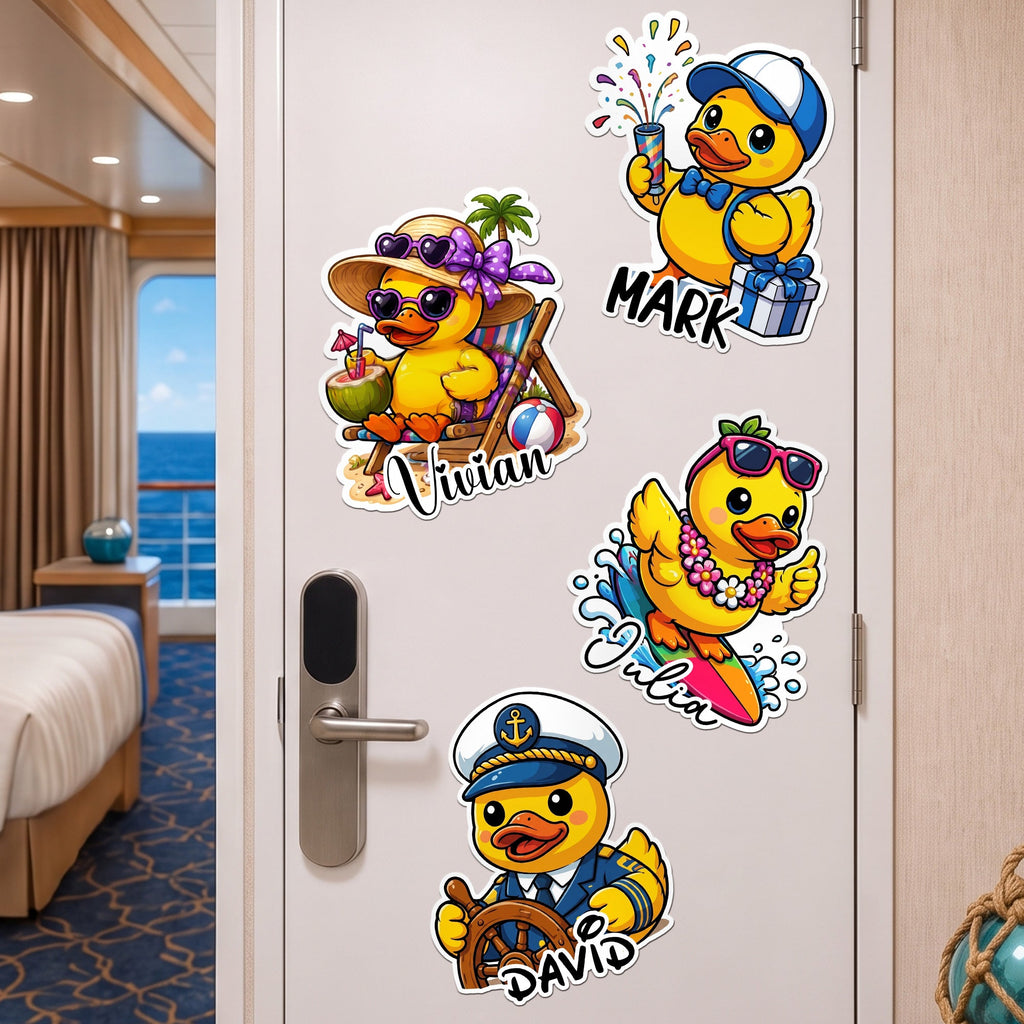 Cute Duck - Cruise Door Signs Stateroom Decor Cruising Family Vacation, Girls Trip - Personalized Magnet