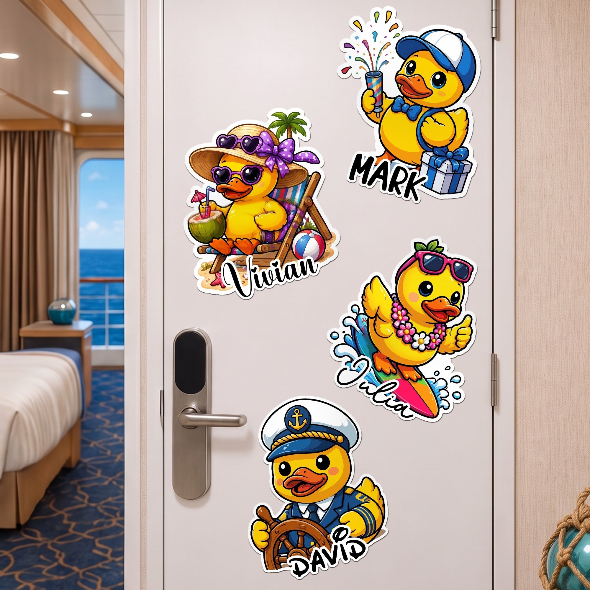 Cute Duck - Cruise Door Signs Stateroom Decor Cruising Family Vacation, Girls Trip - Personalized Magnet