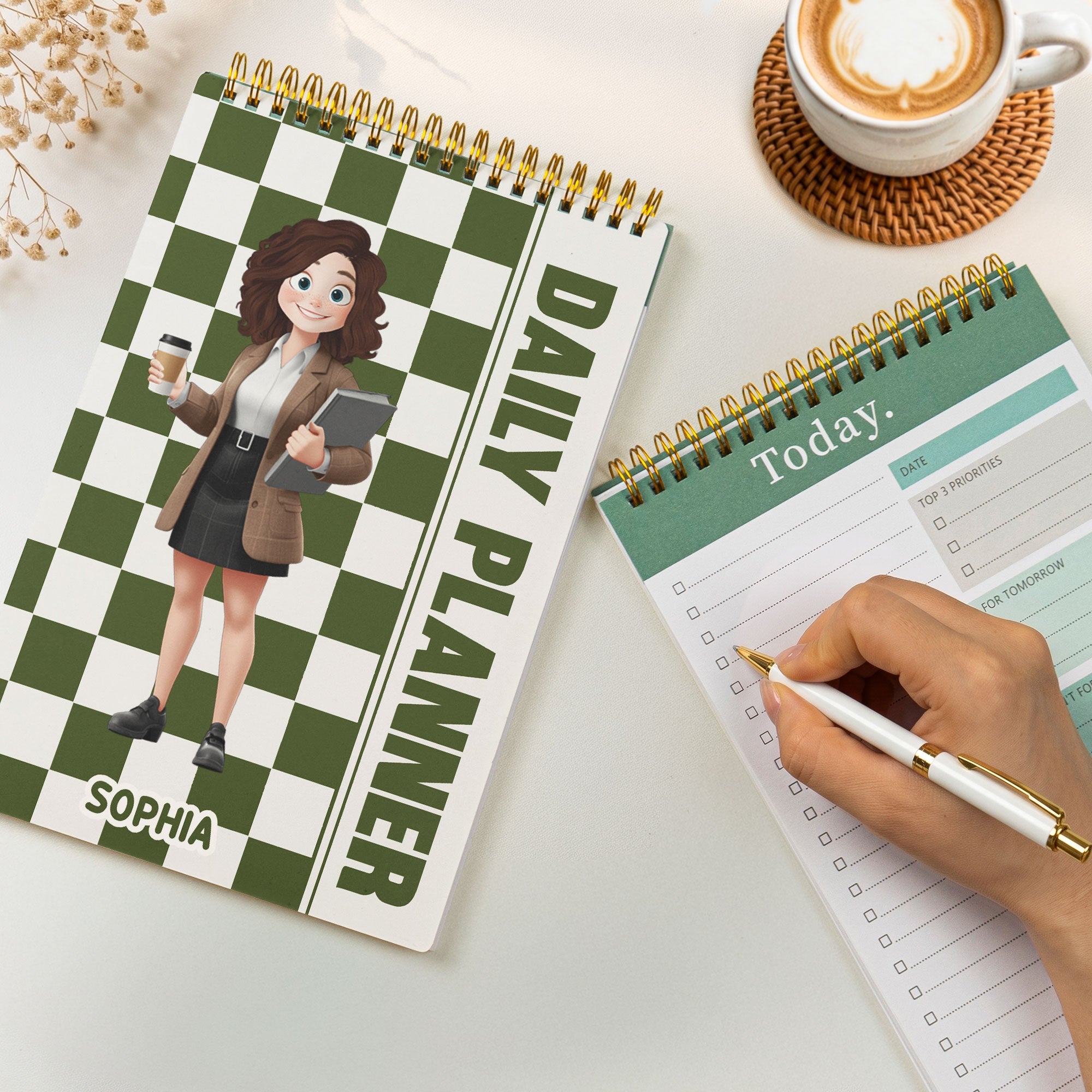 Daily Planner Custom Name, Character Gift For Coworker - Custom Planner