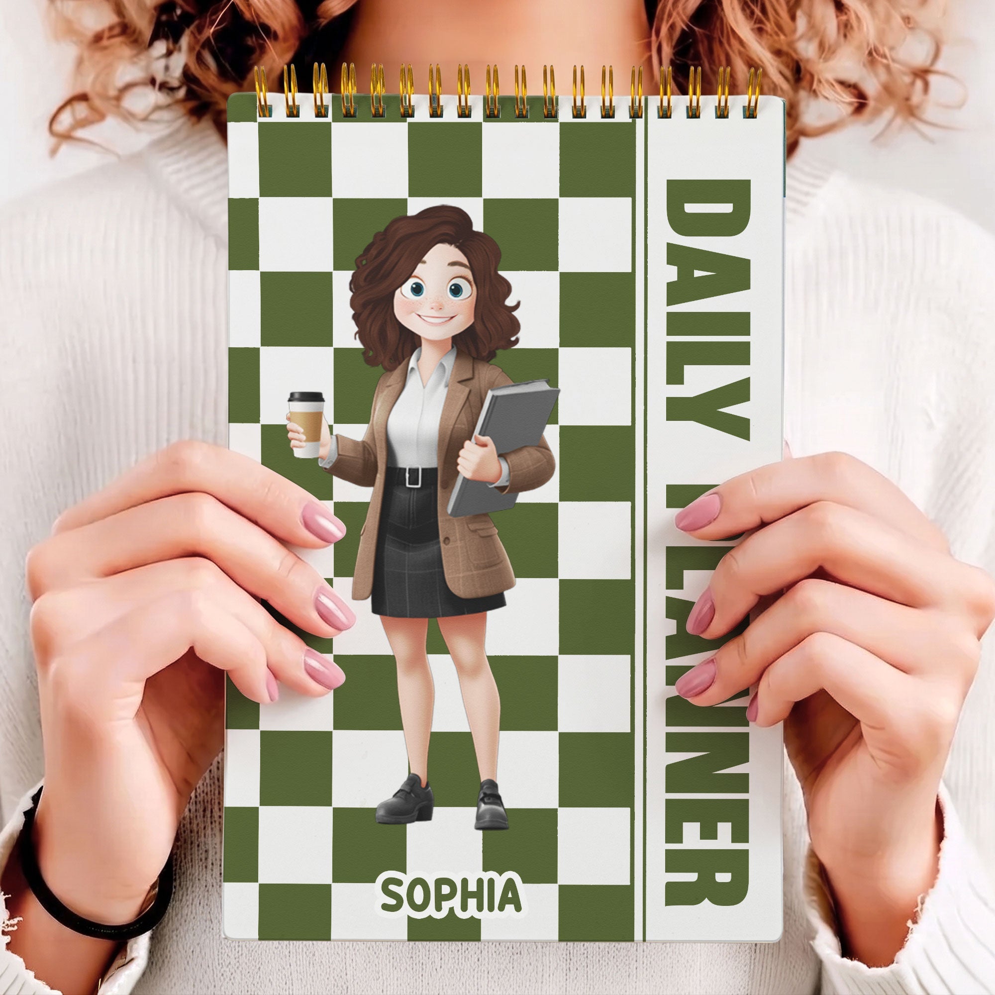 Daily Planner Custom Name, Character Gift For Coworker - Custom Planner