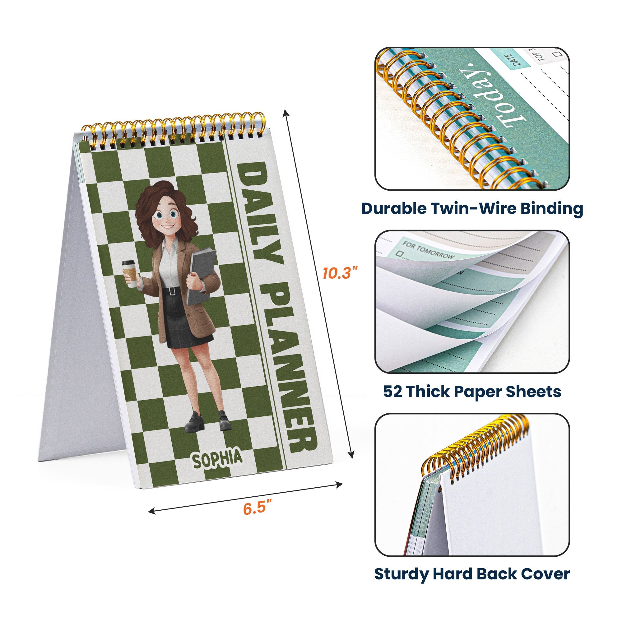 Daily Planner Custom Name, Character Gift For Coworker - Custom Planner