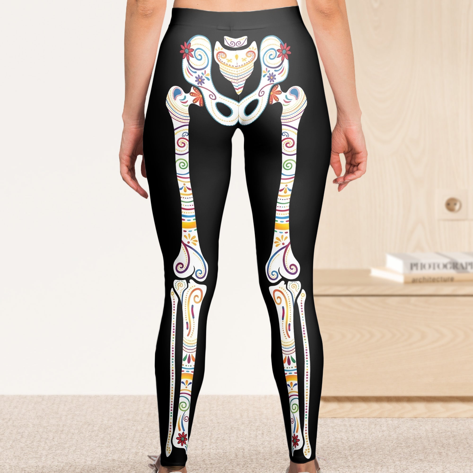 Day Of The Dead Sugar Skeleton Hispanic Mexican Latinos Flower - Personalized Leggings