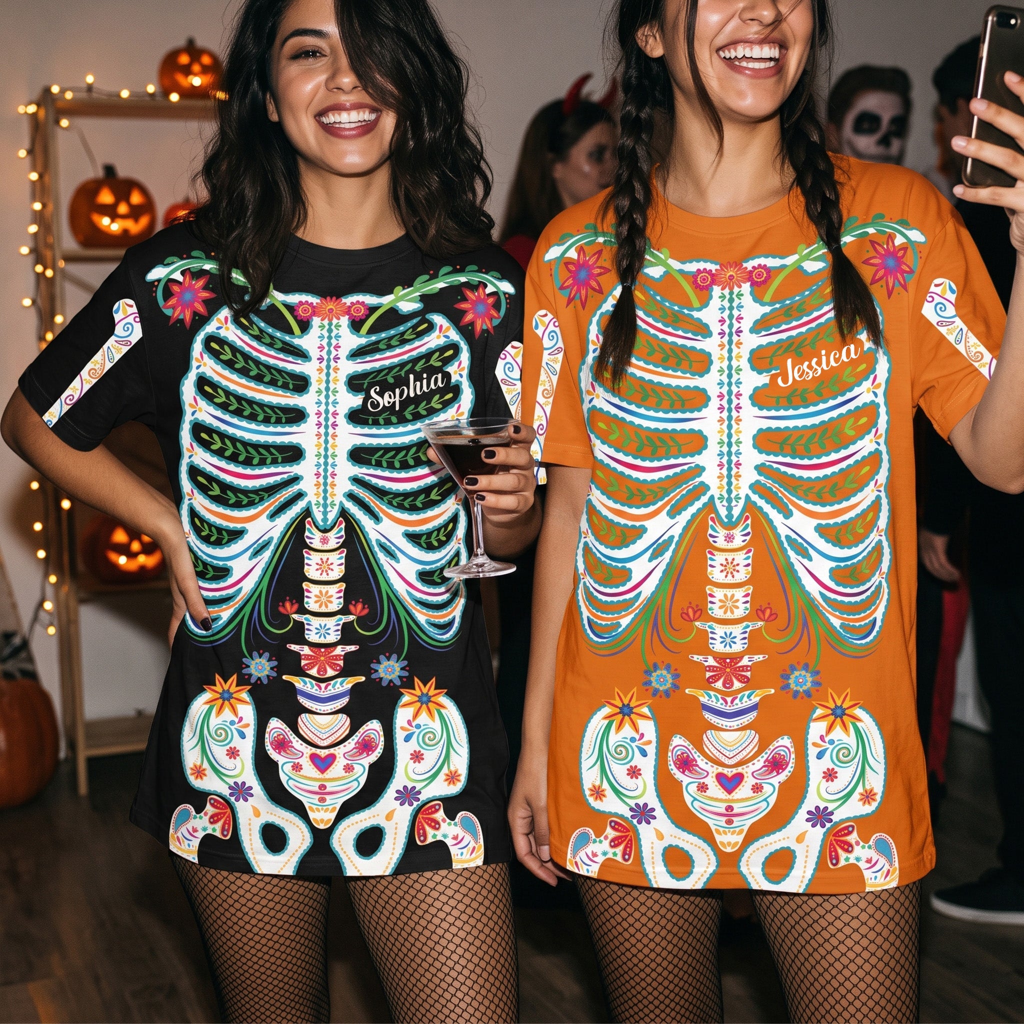 Day Of The Dead Sugar Skeleton Hispanic Mexican Latinos Flowers - Personalized Shirt