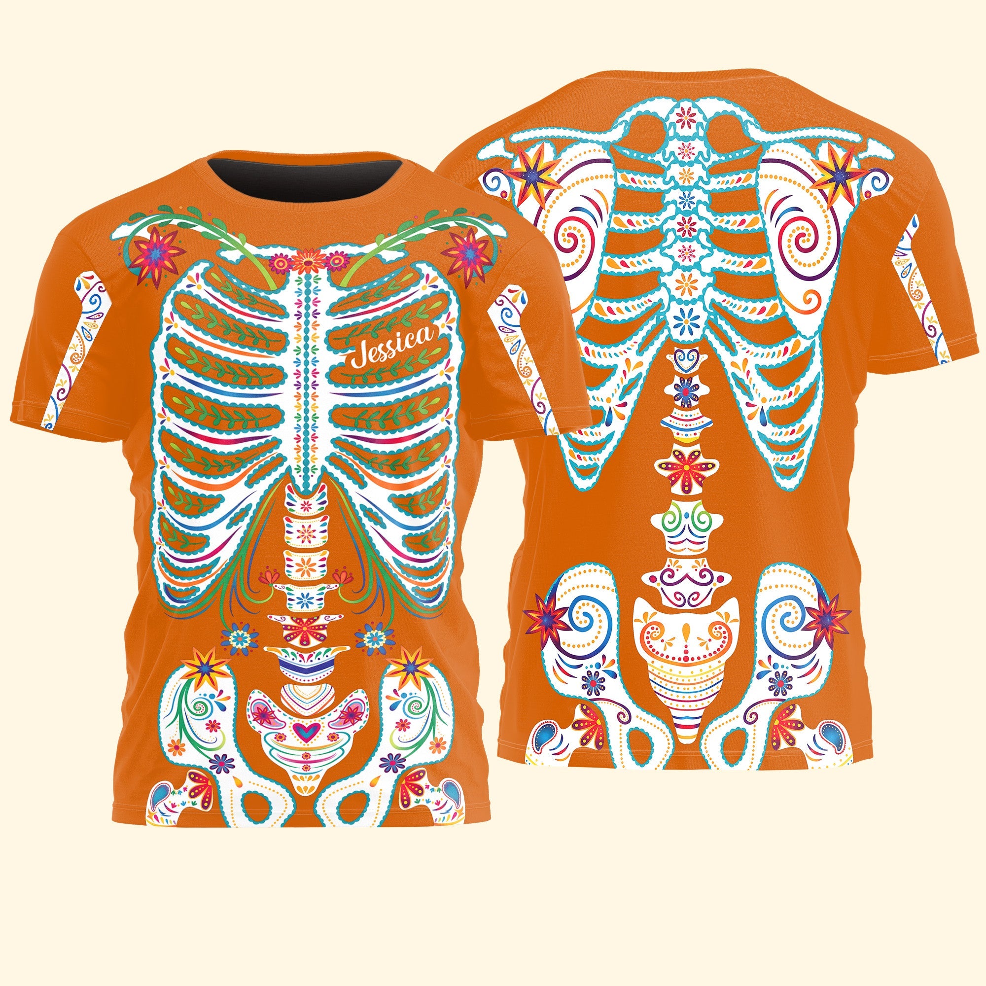 Day Of The Dead Sugar Skeleton Hispanic Mexican Latinos Flowers - Personalized Shirt
