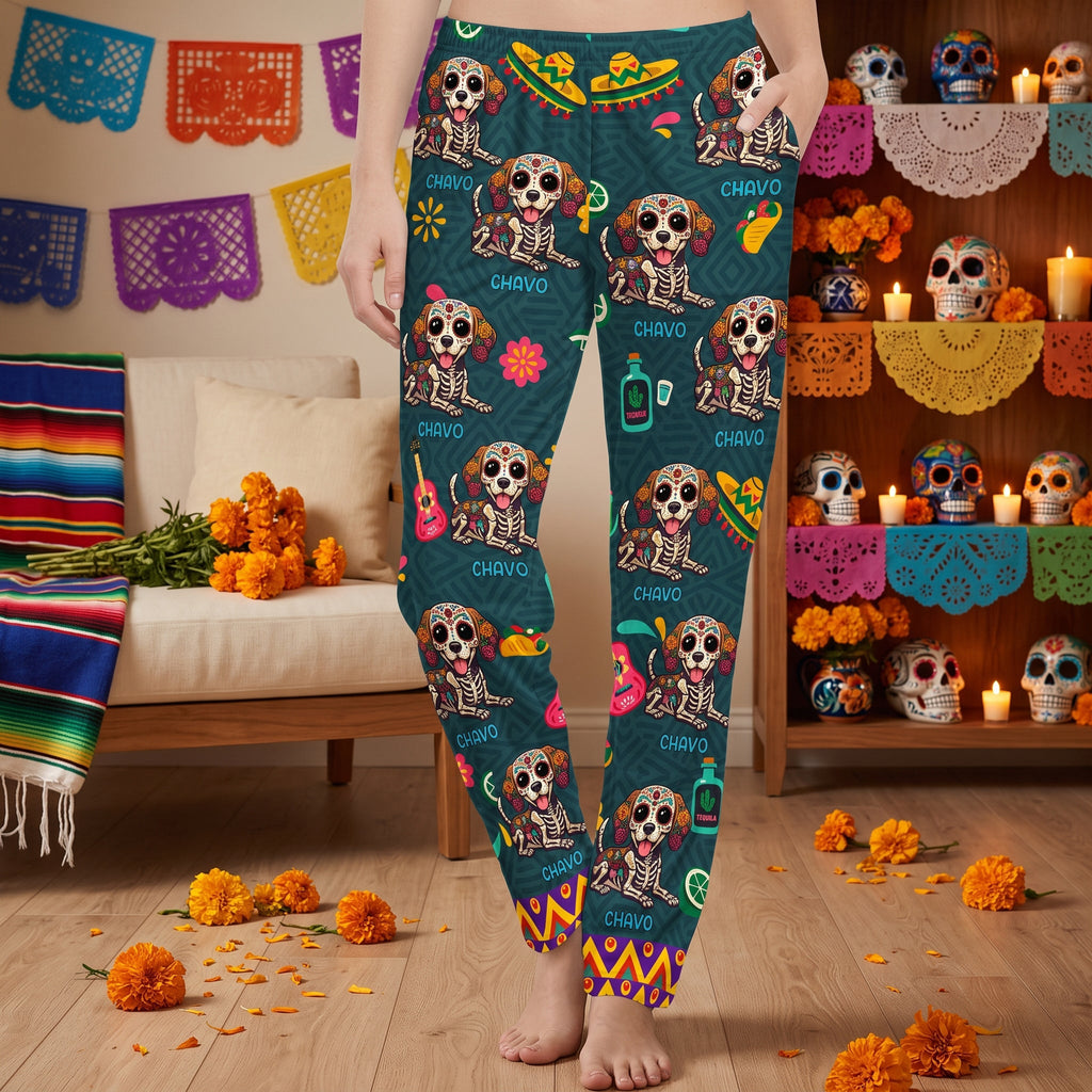 Dia De Los Muertos Custom Pet Photo Latinos Mexican - Personalized Lounge Pants