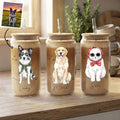 Dog Cat Portrait Watercolor Art - Personalized Glass Cup