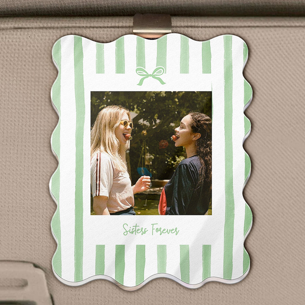 Drive Safe, Bestie - Retro Frame - Upload Friendship Photo - Personalized Car Visor Clip