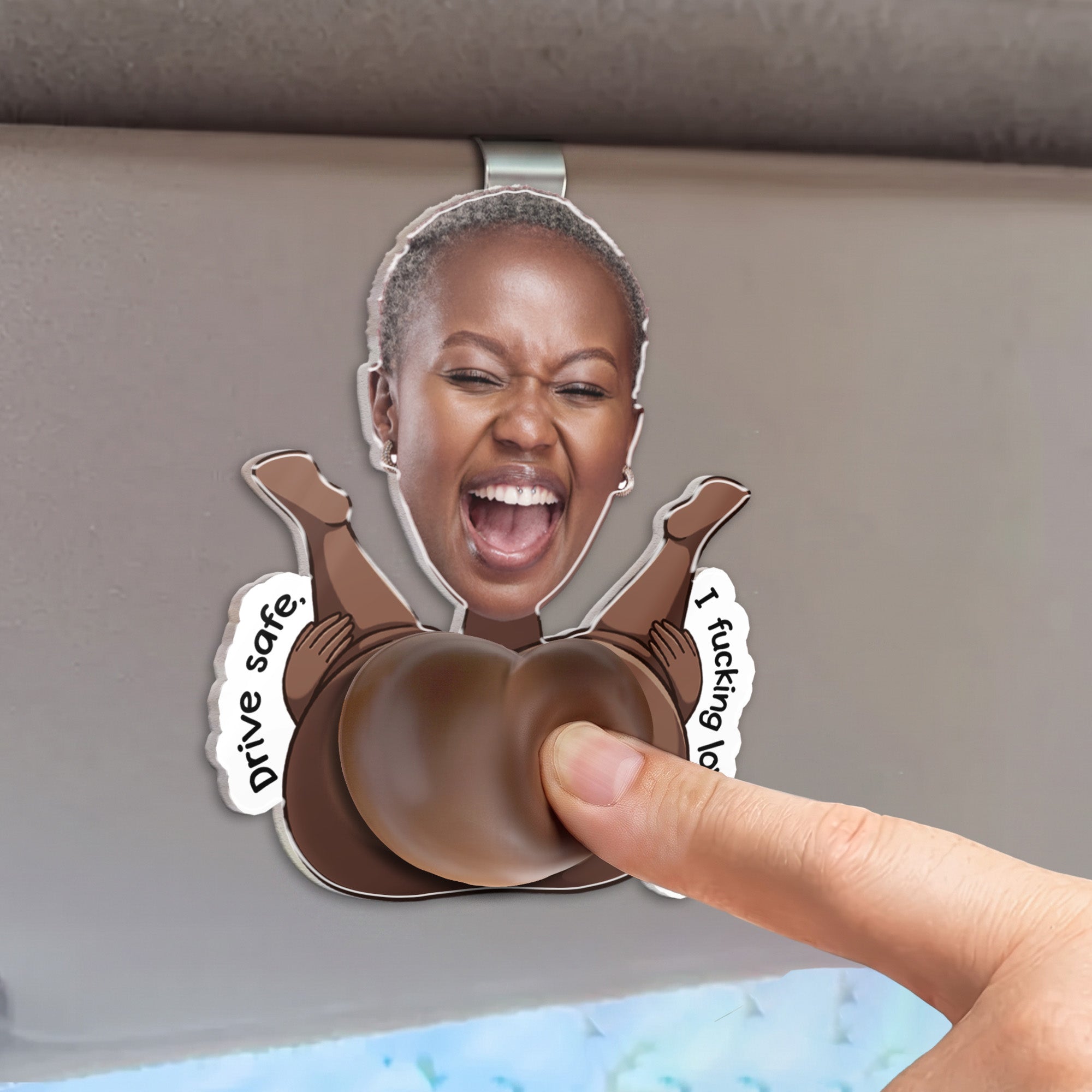 Drive Safe, Handsome - 3D Squishy Custom Funny Face, Naughty Gifts For Him - Personalized Car Visor Clip