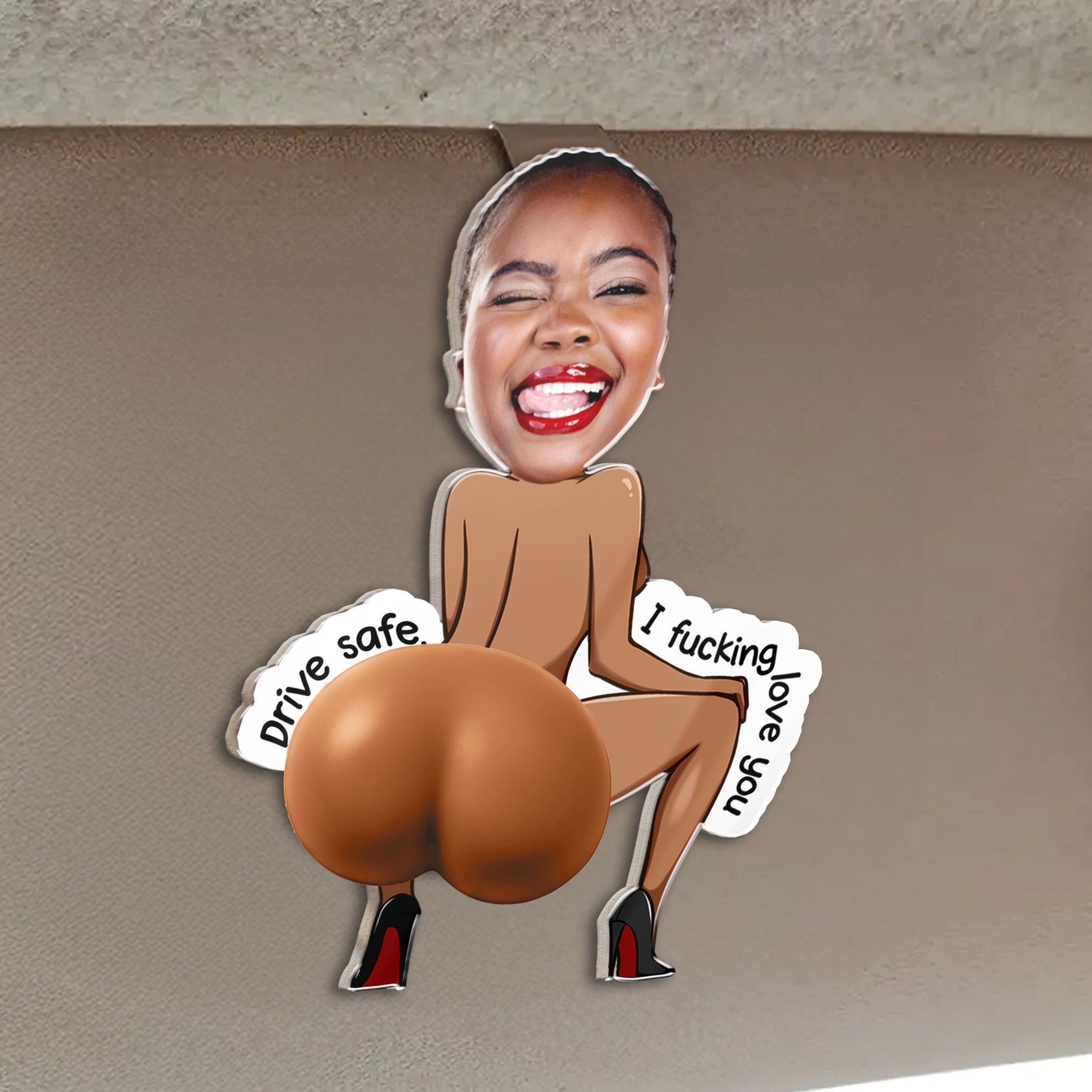 Drive Safe, Handsome - 3D Squishy Custom Funny Face, Naughty Gifts For Him - Personalized Car Visor Clip