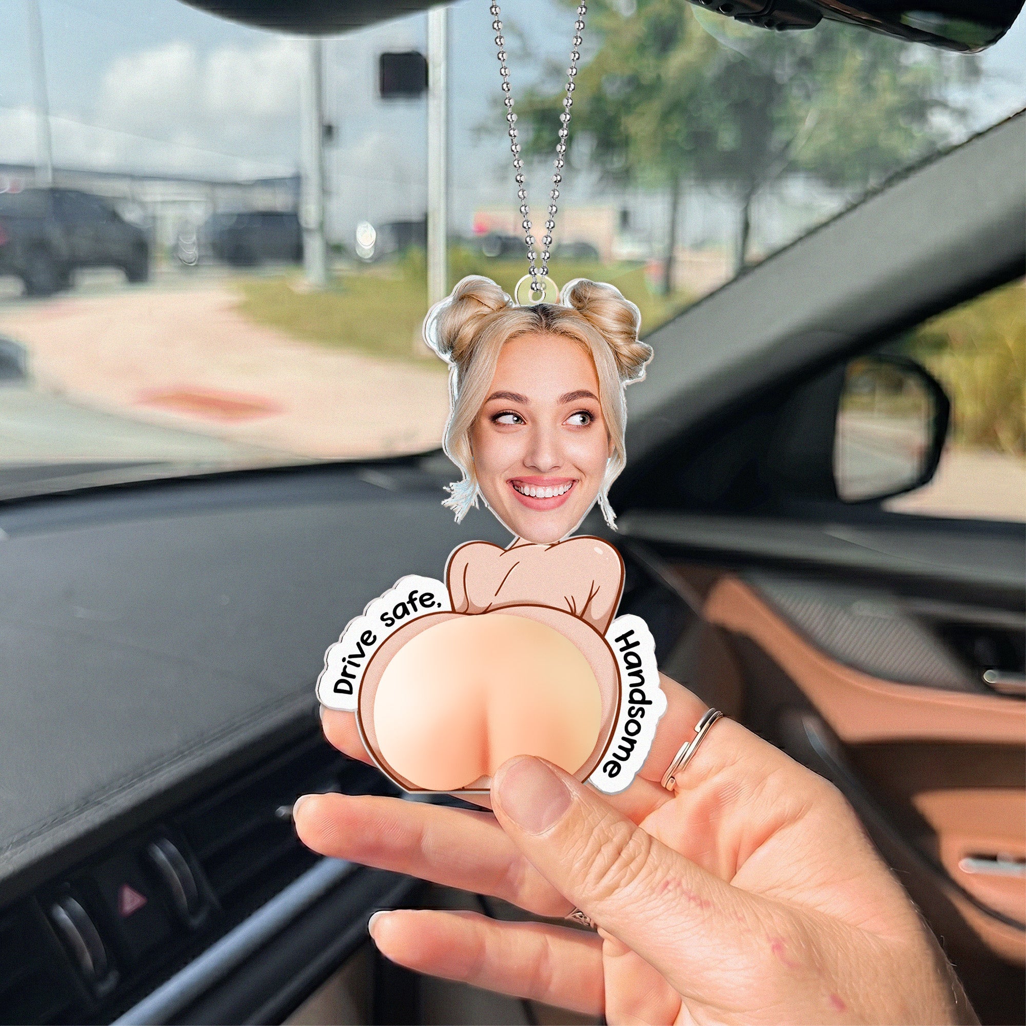Drive Safe, Handsome I Love You 3D Squishy Cute & Fun Gifts - Personalized Rear View Mirror Accessory