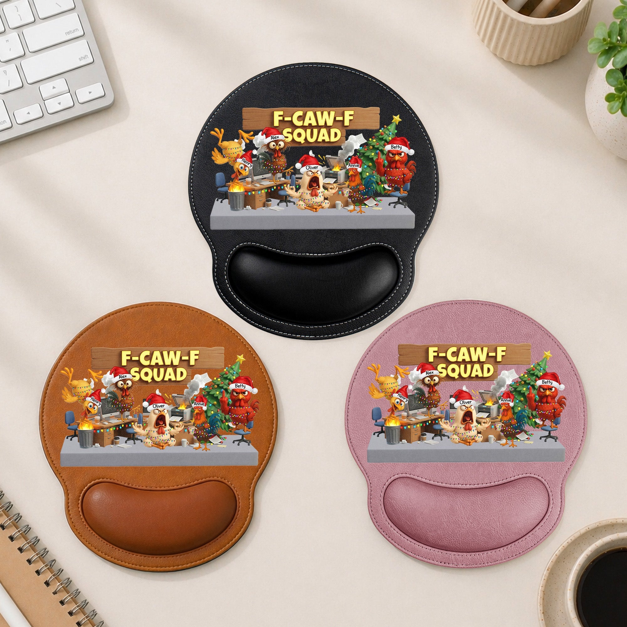 F-Caw-F Squad, Funny White Elephant Party Exchange Gift For Coworker Team - Personalized Mouse Pad