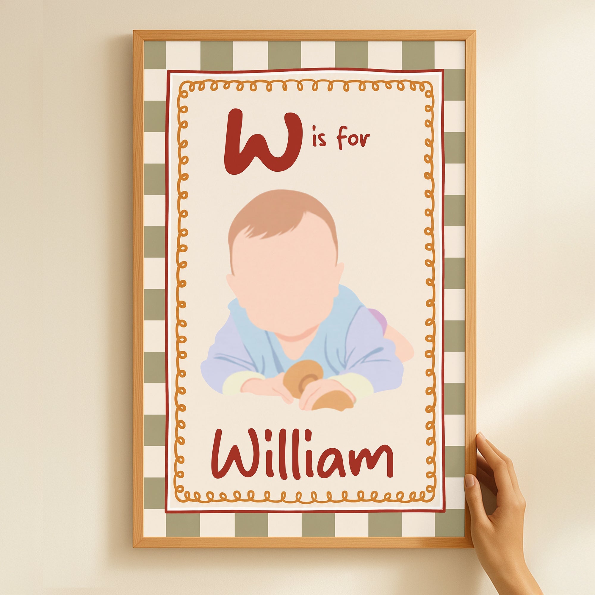 Faceless Art Playroom Decor Initial Name - Personalized Poster