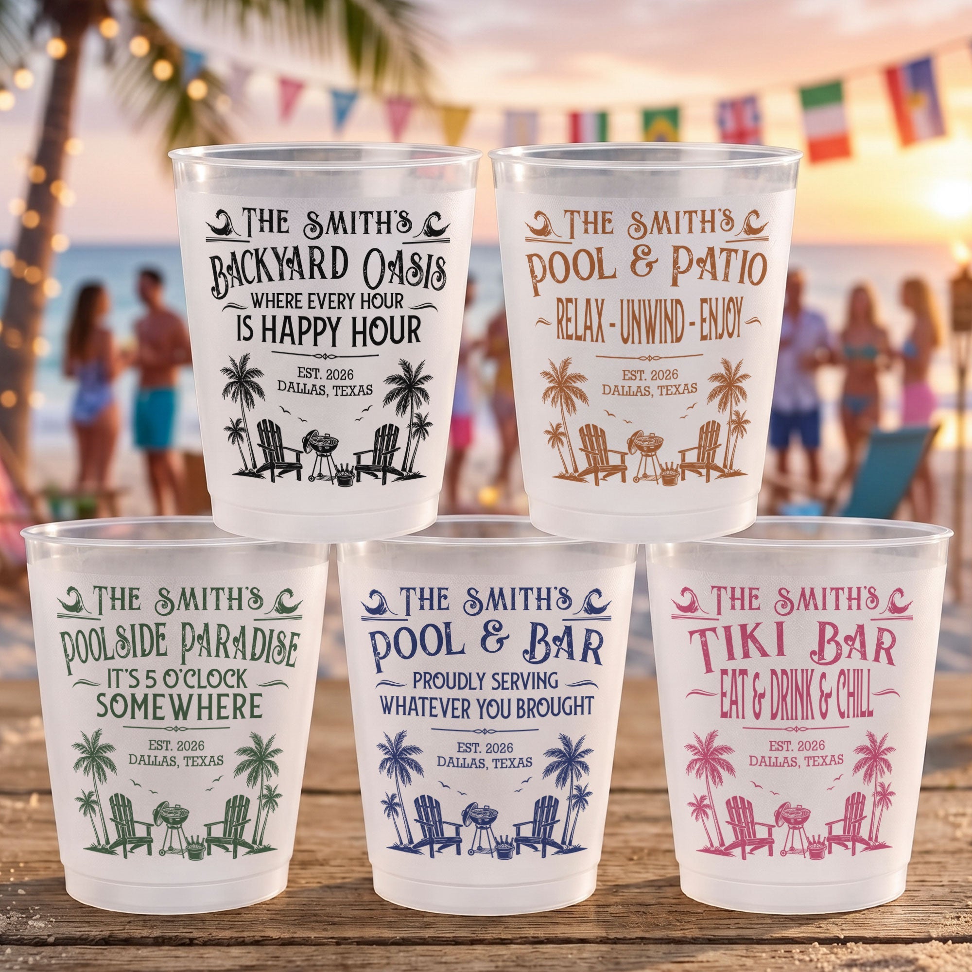 Family & Friends Pool & Bar Party Favors, Proudly Serving Whatever You Brought Summer Vacation - Personalized Cups