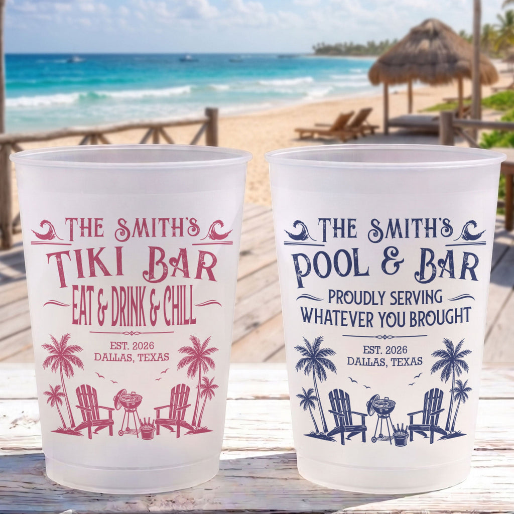 Family & Friends Pool & Bar Party Favors, Proudly Serving Whatever You Brought Summer Vacation - Personalized Cups