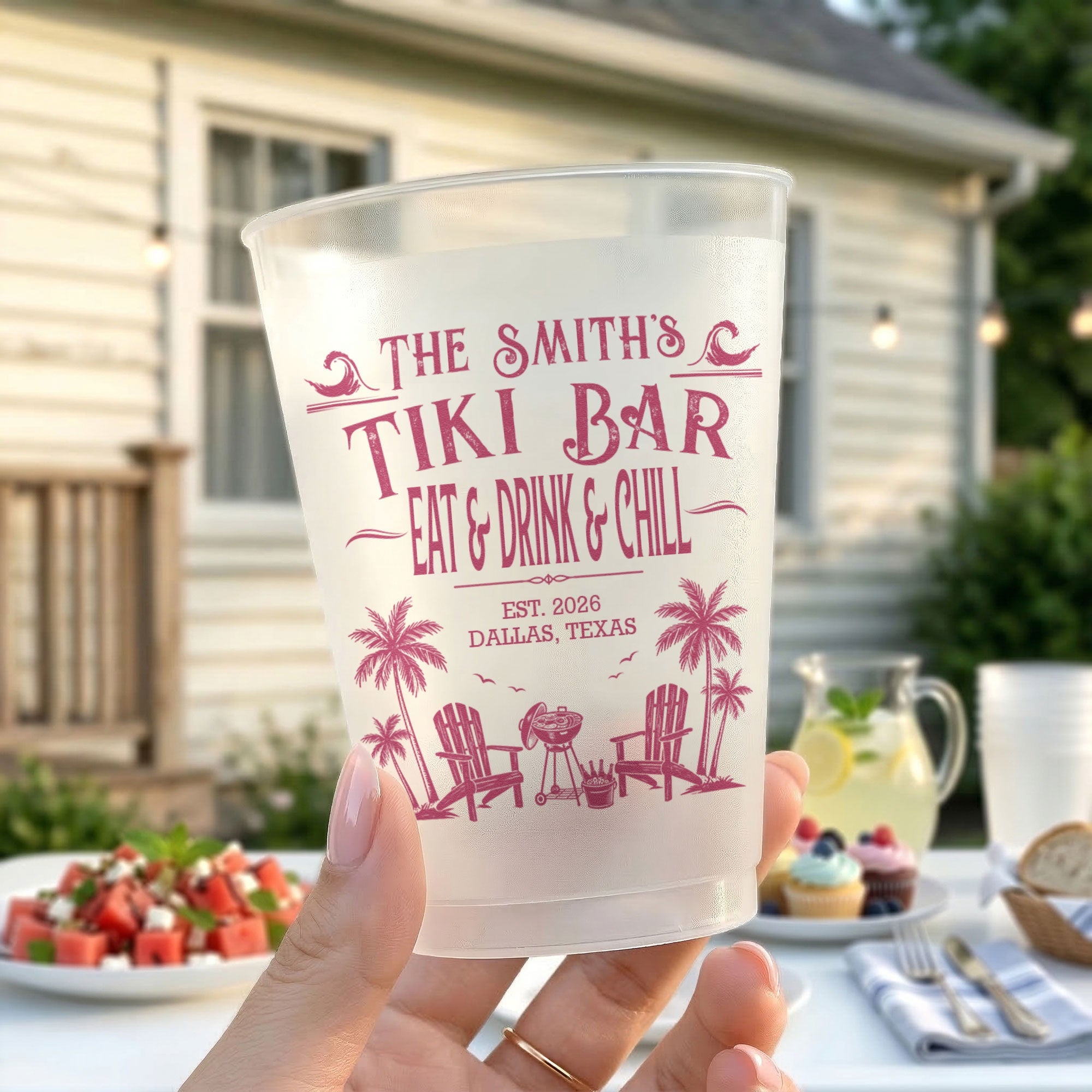 Family & Friends Pool & Bar Party Favors, Proudly Serving Whatever You Brought Summer Vacation - Personalized Cups