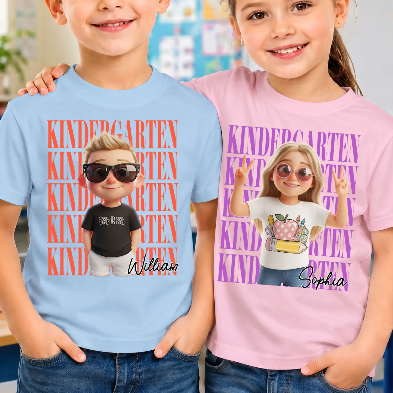 First Day Of School Custom Cartoon Style - Personalized Shirt